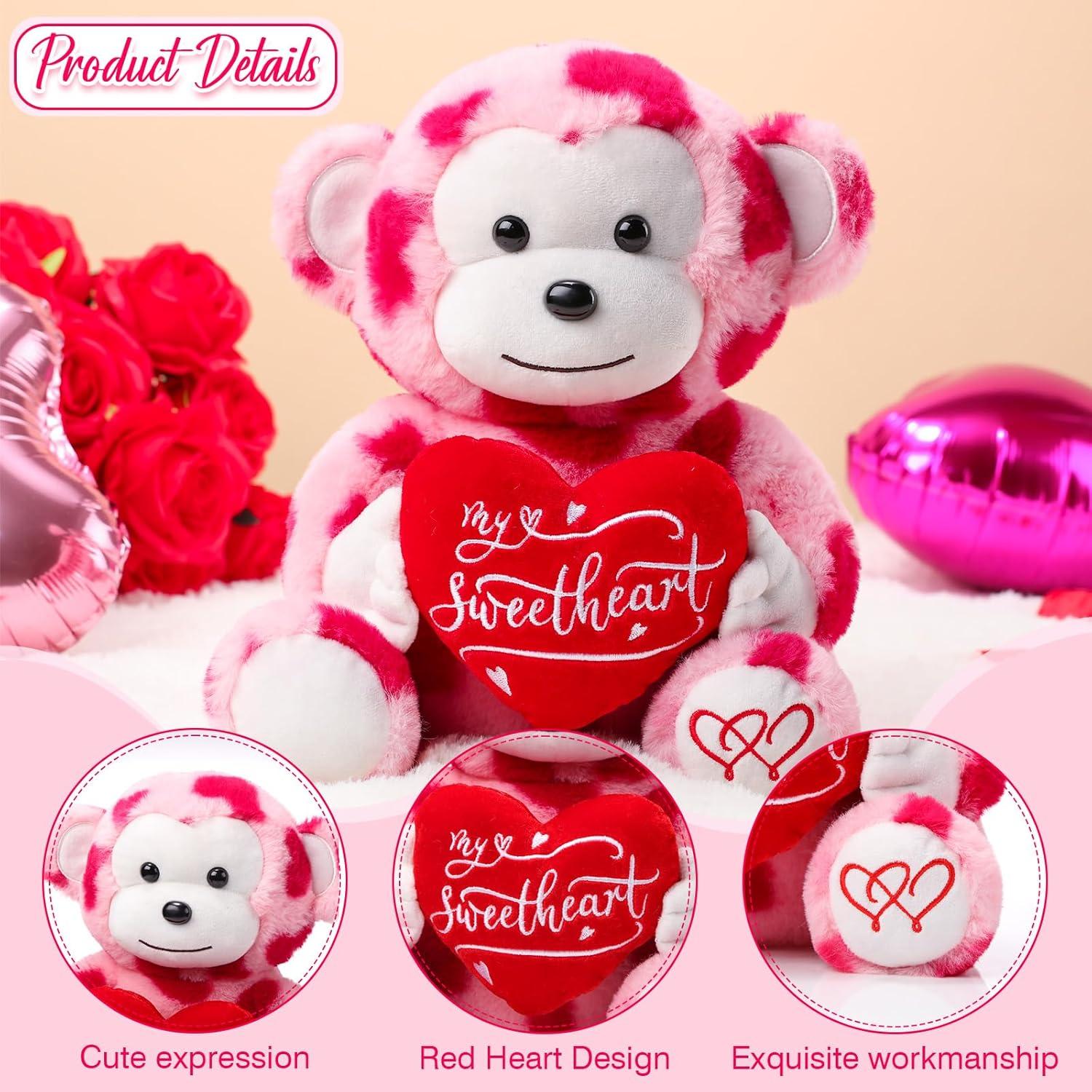 Mono de Peluche Kasyat 30 cm con Corazón - Regalo San Valentín