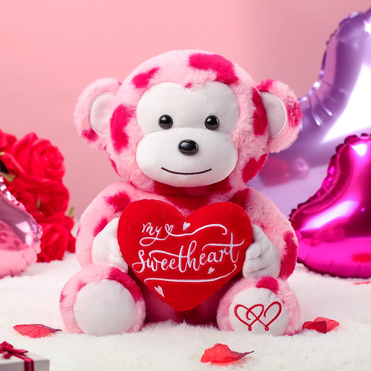 Mono de Peluche Kasyat 30 cm con Corazón - Regalo San Valentín
