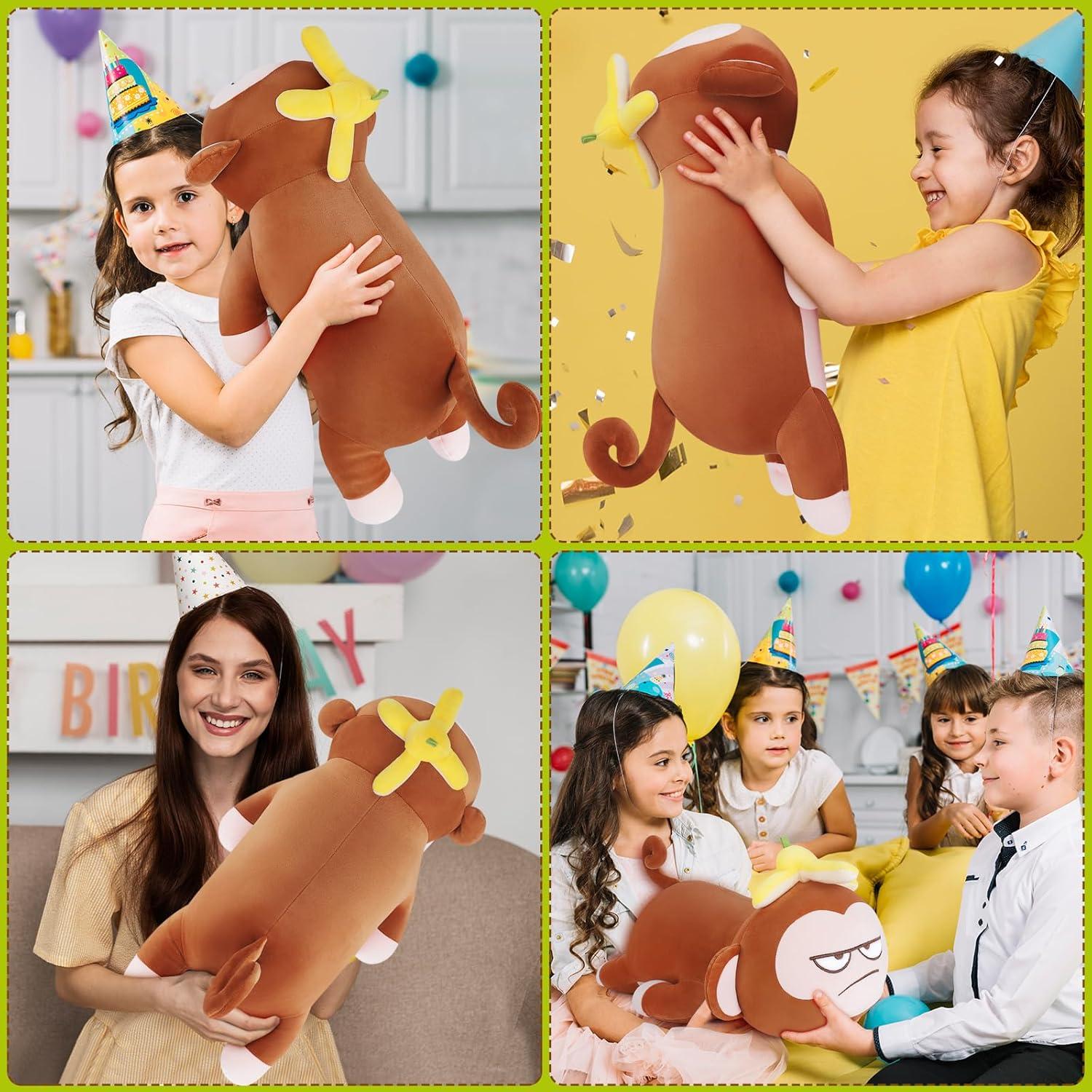 Almohada de Peluche Mono Banana Achwishap 50.8 cm Marrón