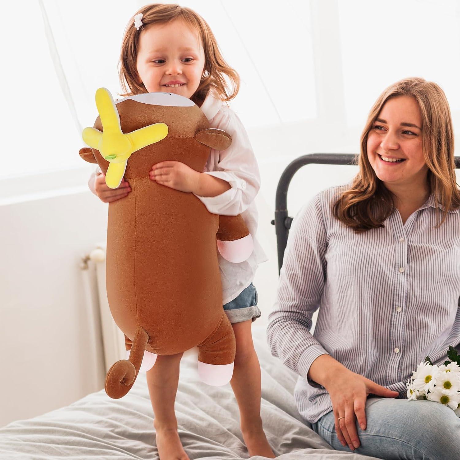 Almohada de Peluche Mono Banana Achwishap 50.8 cm Marrón