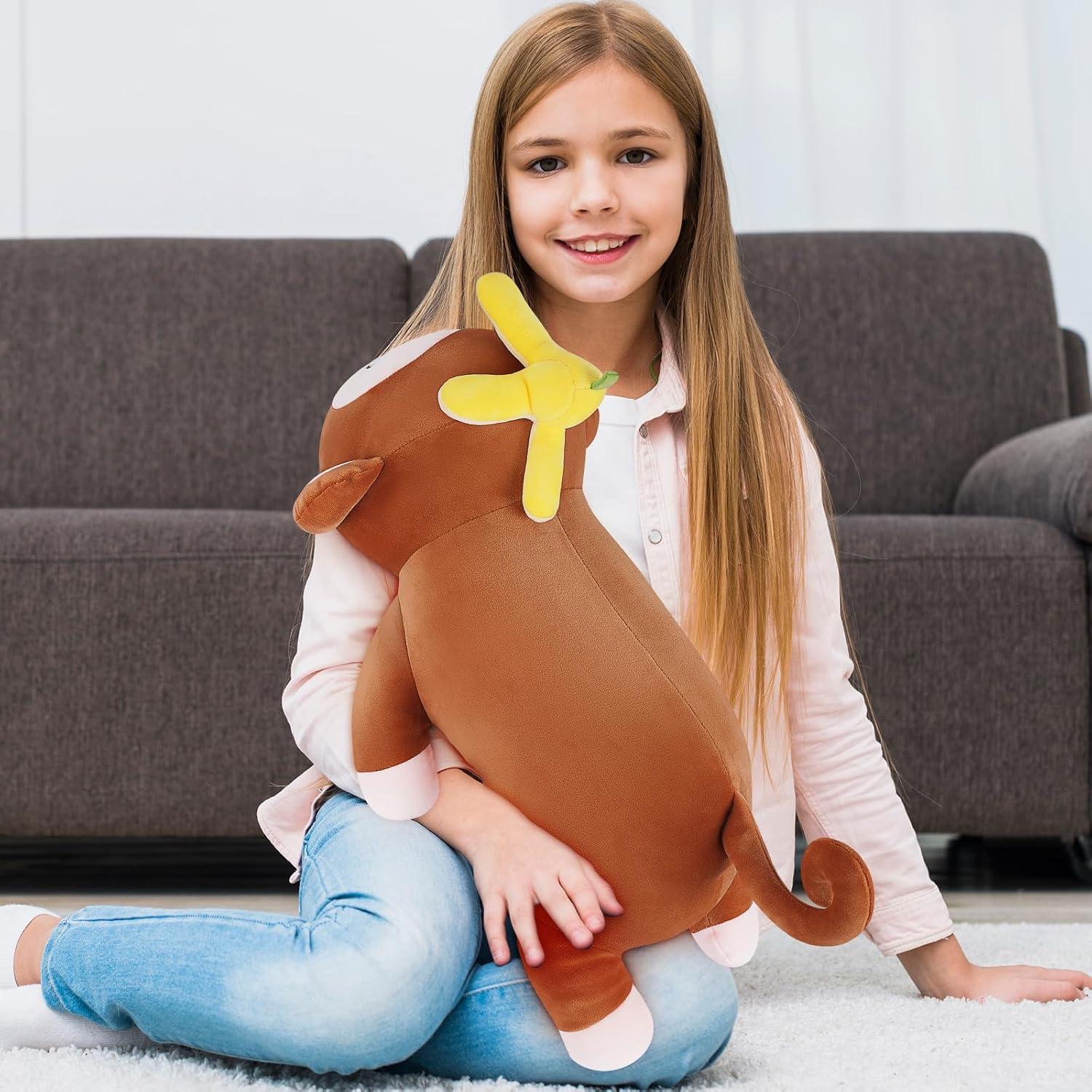 Almohada de Peluche Mono Banana Achwishap 50.8 cm Marrón