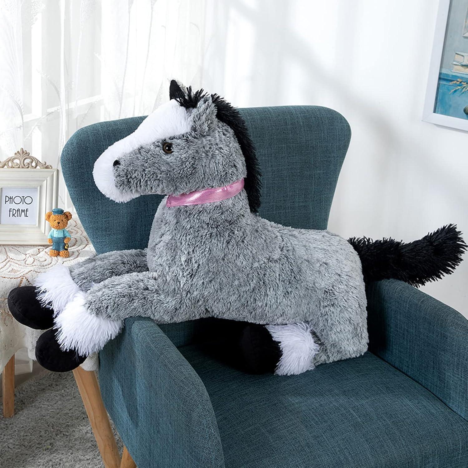 Caballo de Peluche Tezituor 90 cm Gris Suave para Niños