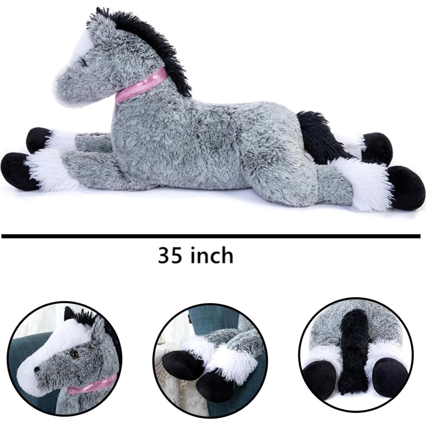 Caballo de Peluche Tezituor 90 cm Gris Suave para Niños