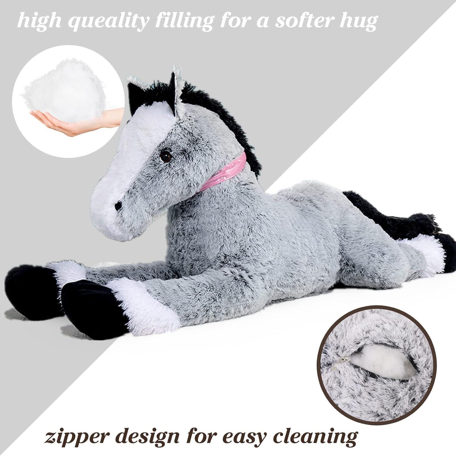 Caballo de Peluche Tezituor 90 cm Gris Suave para Niños