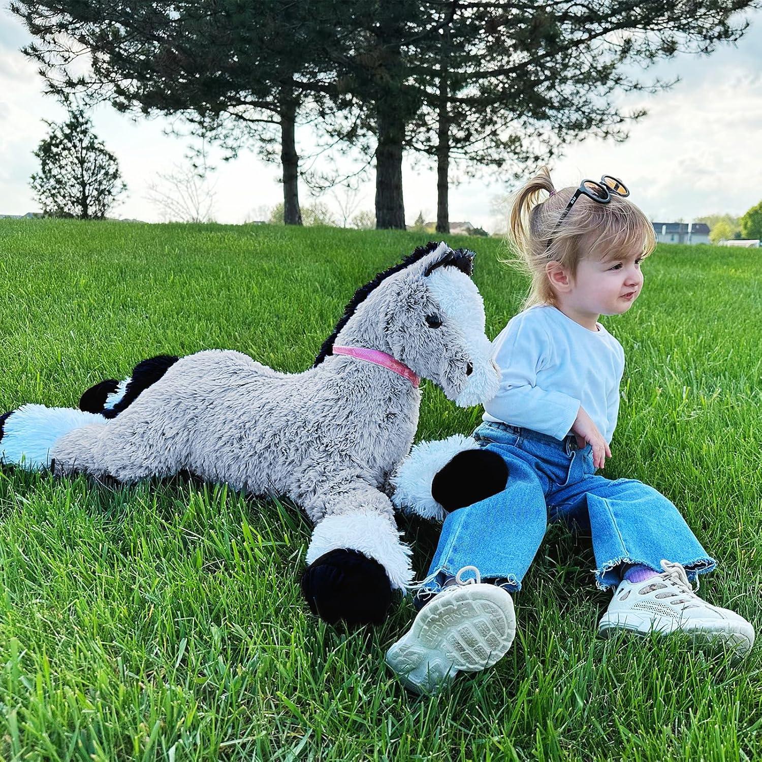 Caballo de Peluche Tezituor 90 cm Gris Suave para Niños
