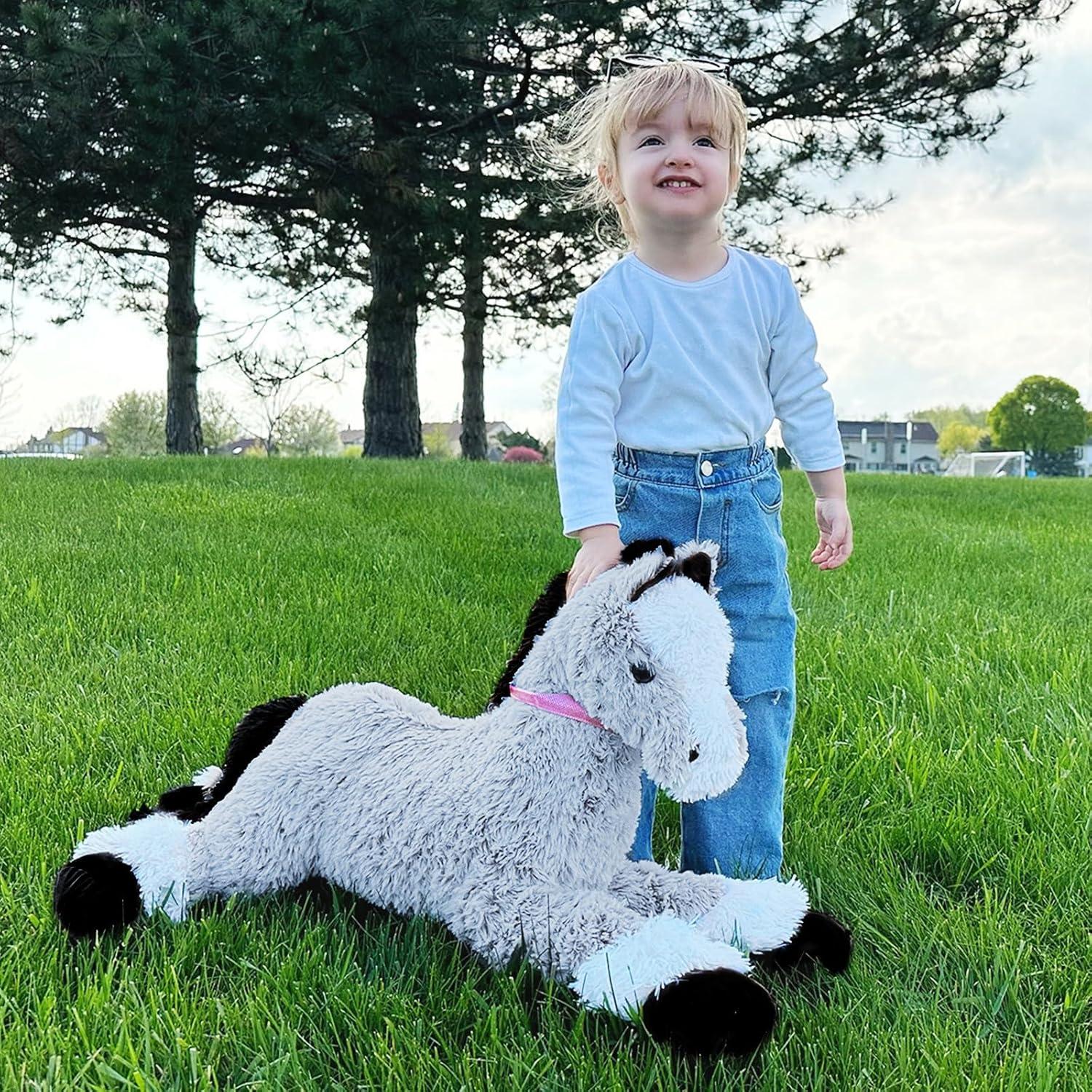 Caballo de Peluche Tezituor 90 cm Gris Suave para Niños