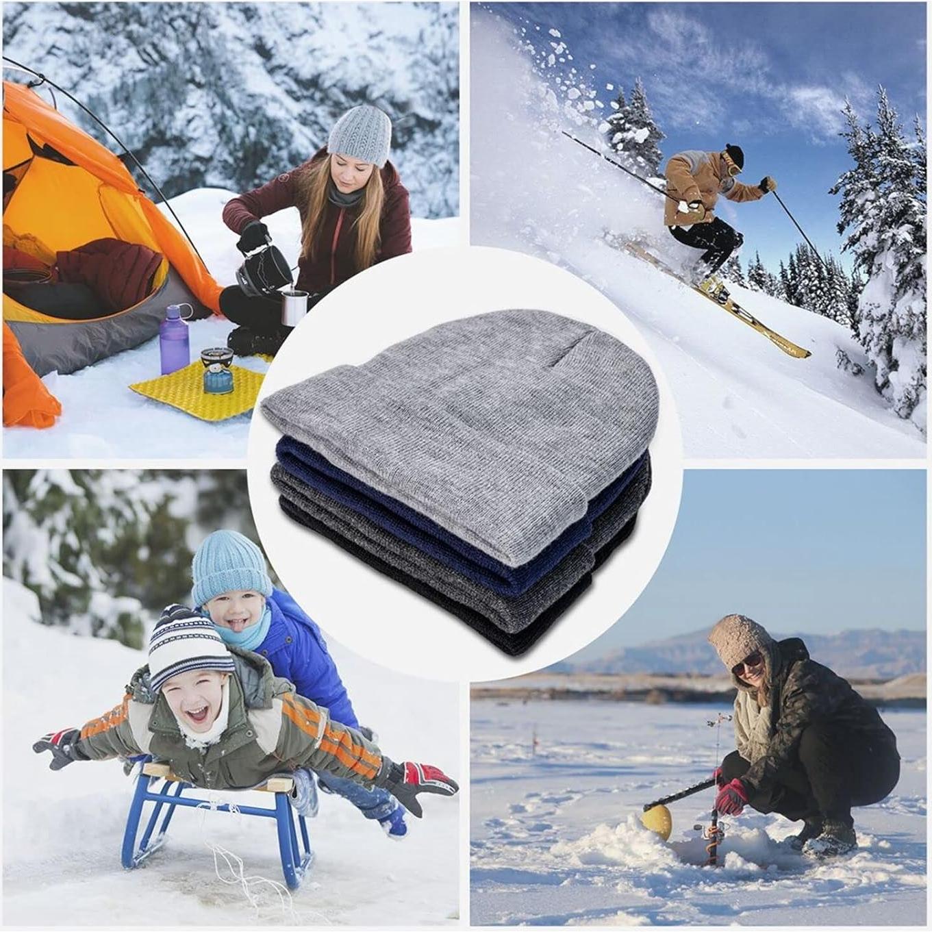 Gorro de Punto Bordado Unisex Athjunss - Negro 18x30 cm