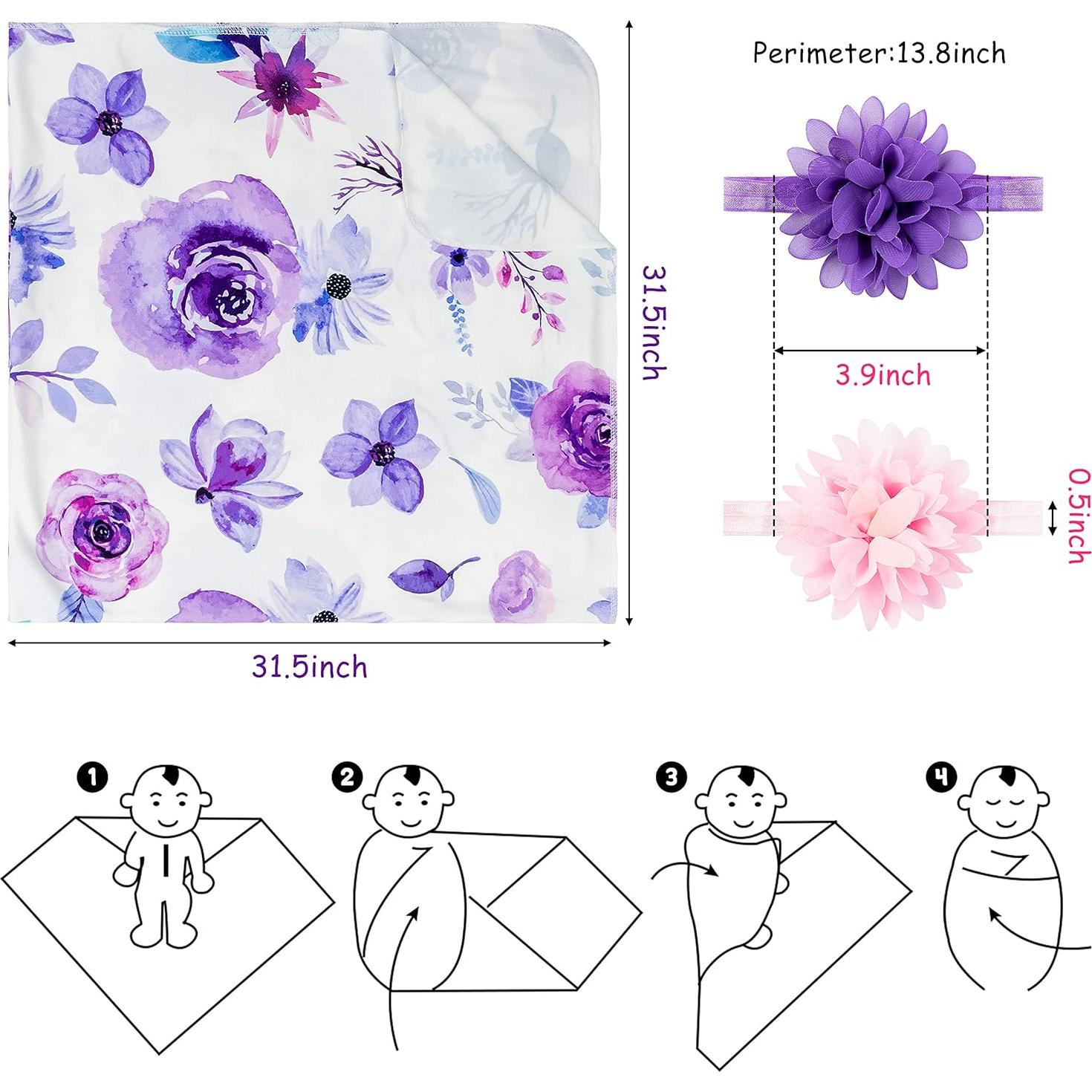 Conjunto de mantas de swaddle R HORSE 2 unidades floral 0-3 meses