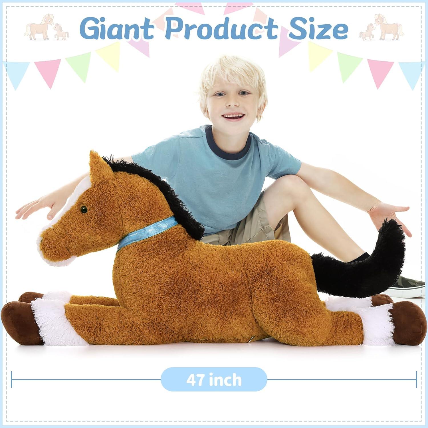 Caballo de Peluche Realista Tezituor 119 cm Marrón Oscuro