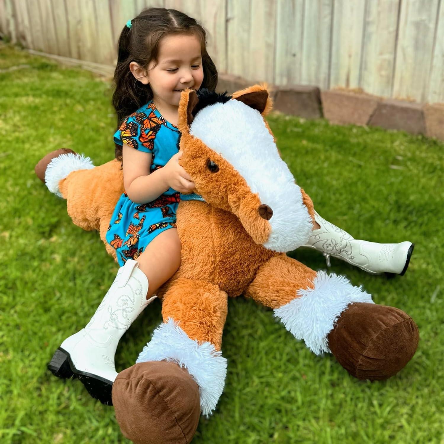 Caballo de Peluche Realista Tezituor 119 cm Marrón Oscuro