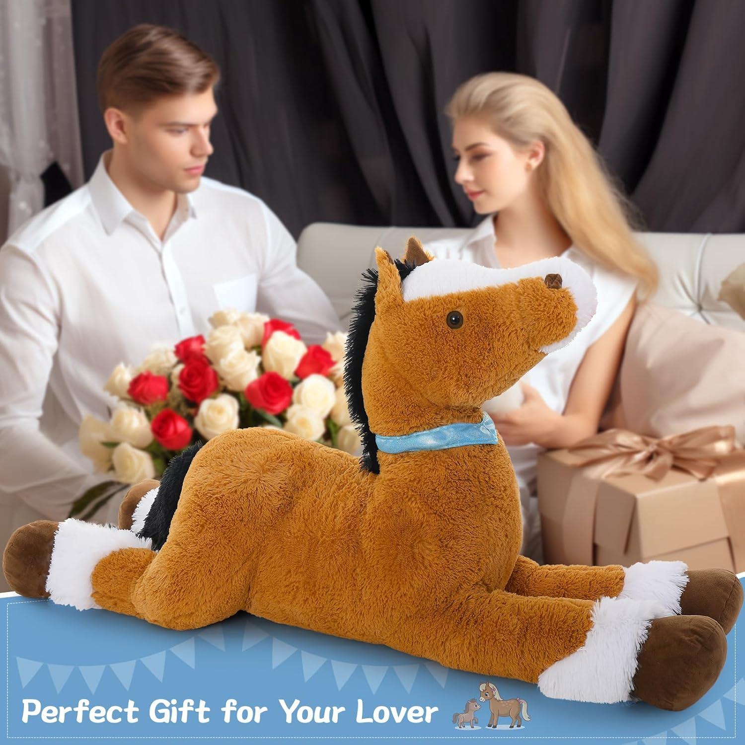 Caballo de Peluche Realista Tezituor 119 cm Marrón Oscuro