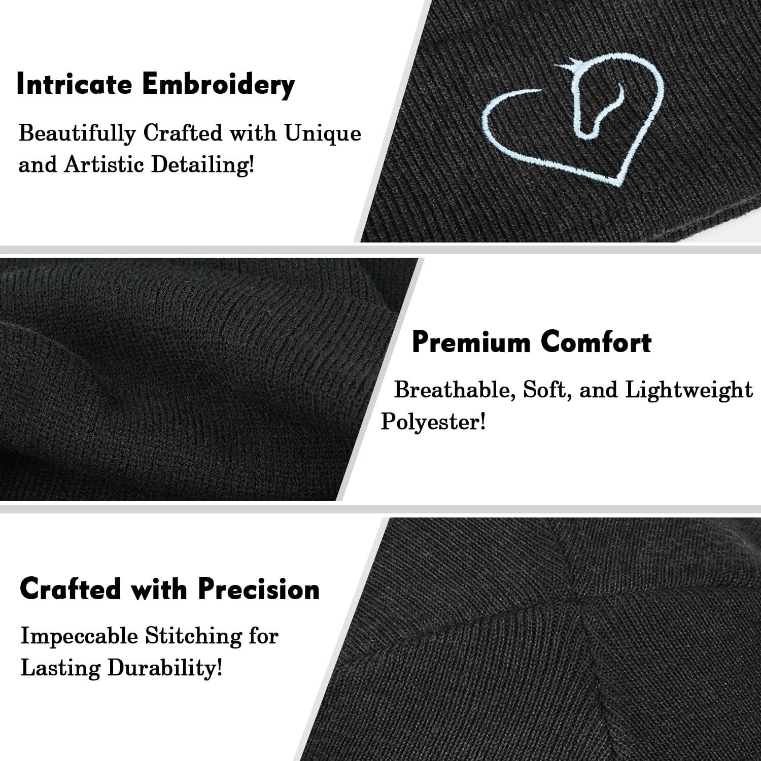 Gorro Bordado de Caballo Negro Unisex - Regalo Ideal