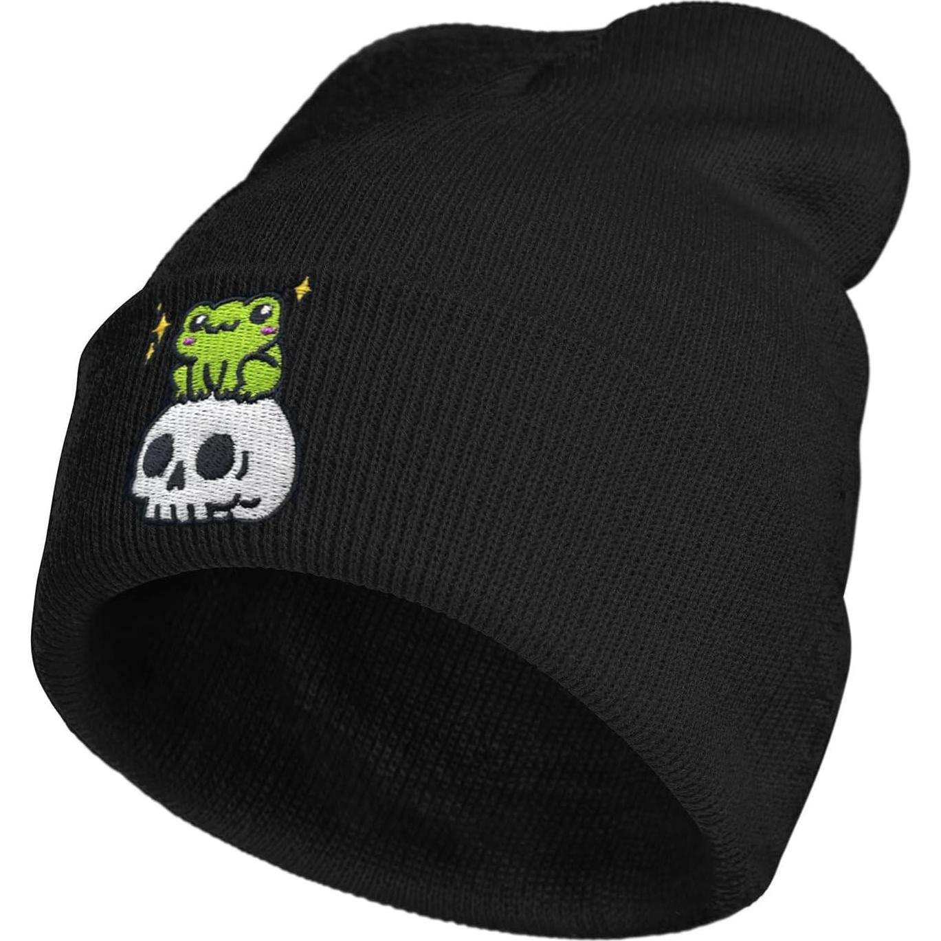 Gorro de Punto Bordado AIMASTZ Calavera Negra Unisex