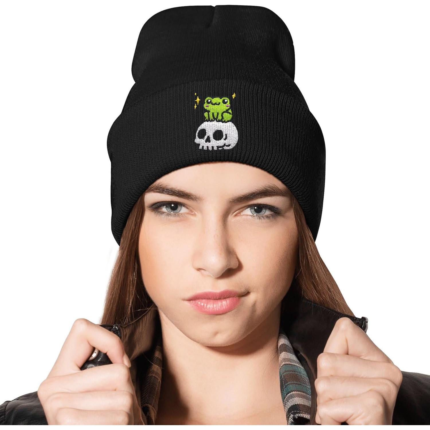 Gorro de Punto Bordado AIMASTZ Calavera Negra Unisex