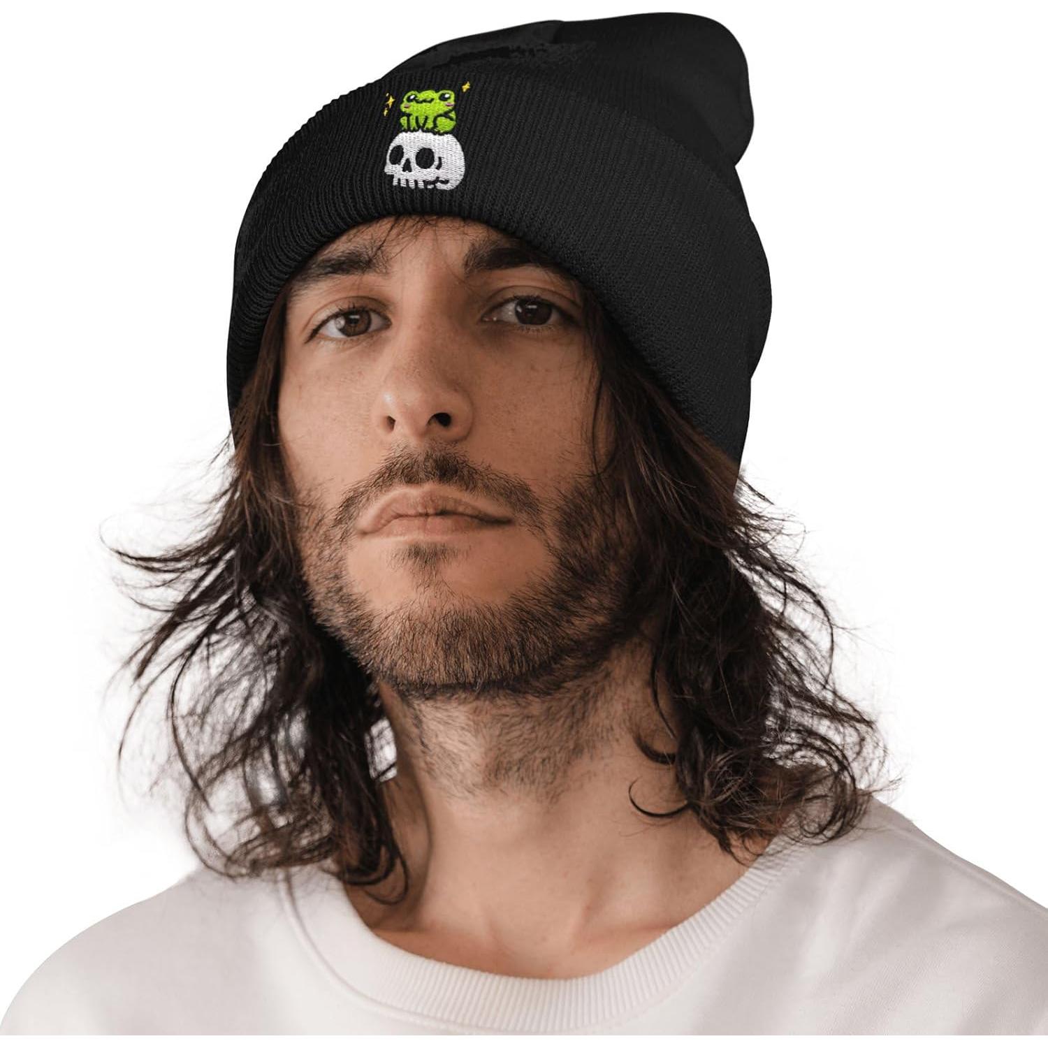 Gorro de Punto Bordado AIMASTZ Calavera Negra Unisex