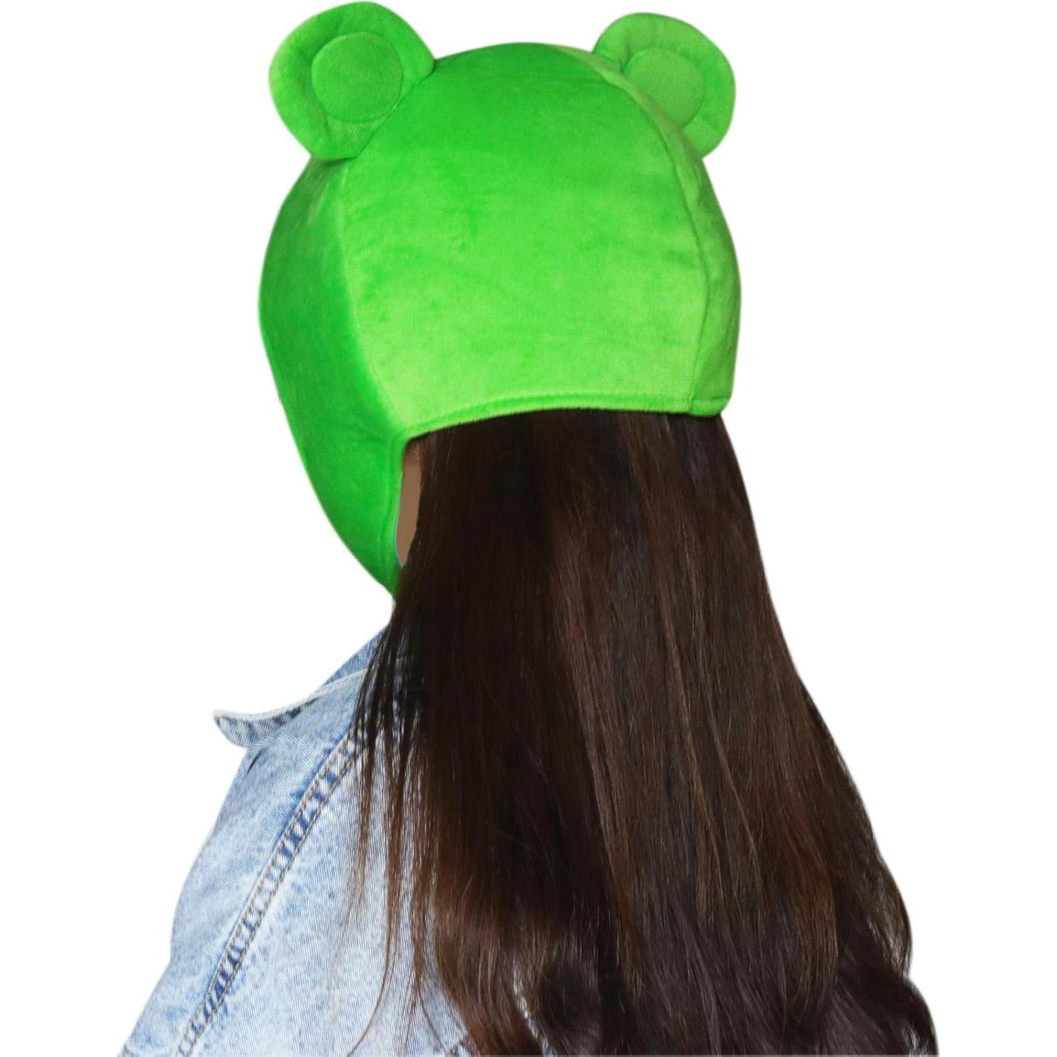 Gorro de Rana de Peluche Verde para Disfraz de Halloween