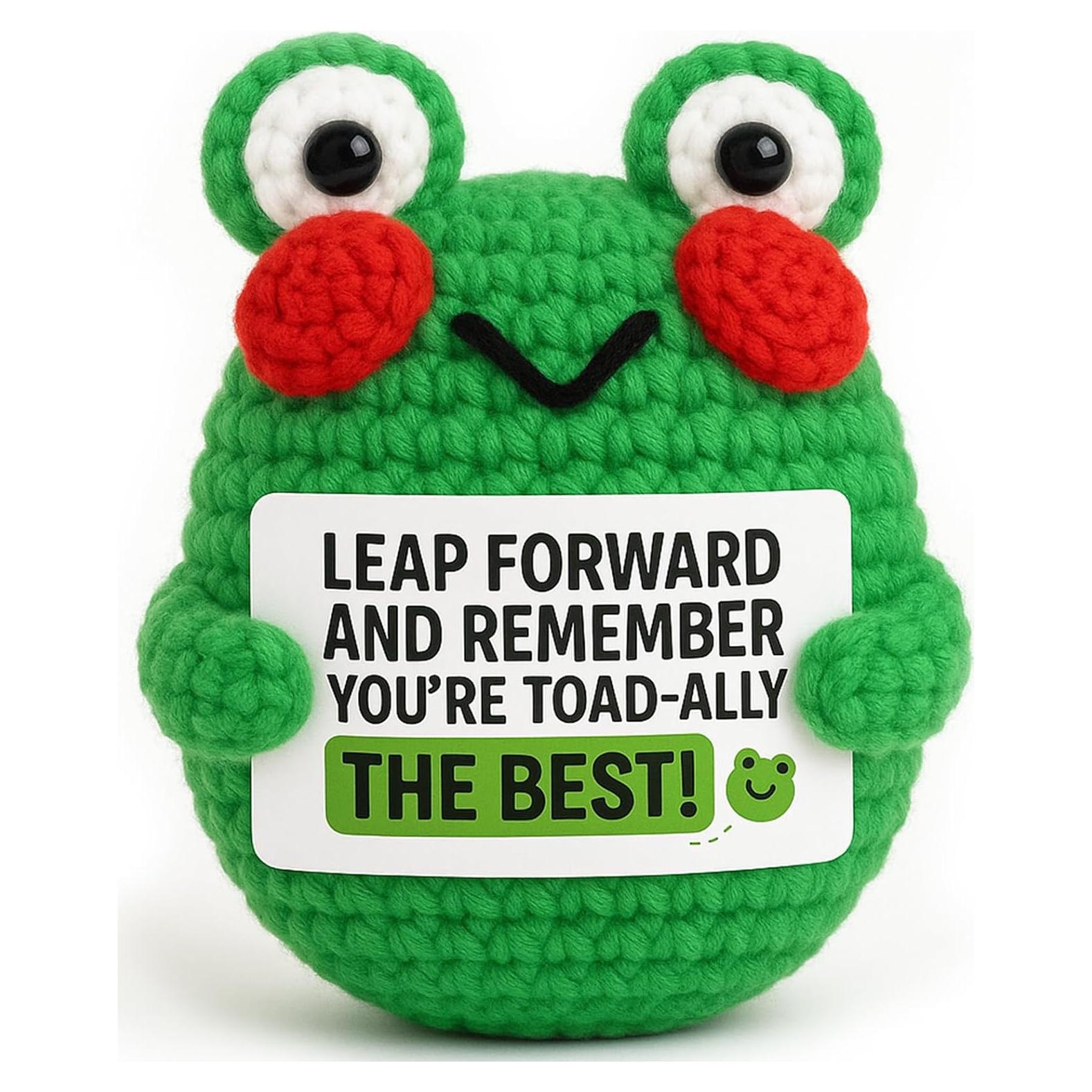 Rana de Ganchillo TWPER con Mensaje Inspiracional 8.1 cm