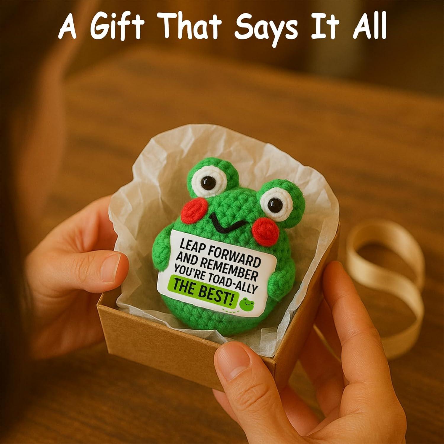 Rana de Ganchillo TWPER con Mensaje Inspiracional 8.1 cm