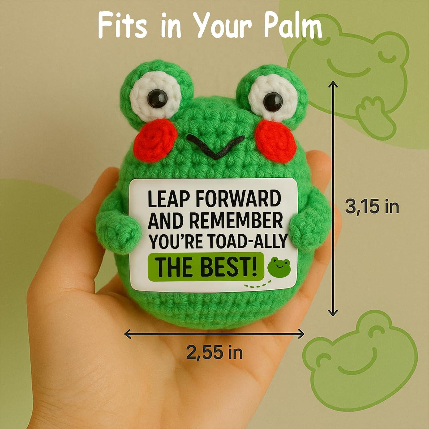 Rana de Ganchillo TWPER con Mensaje Inspiracional 8.1 cm