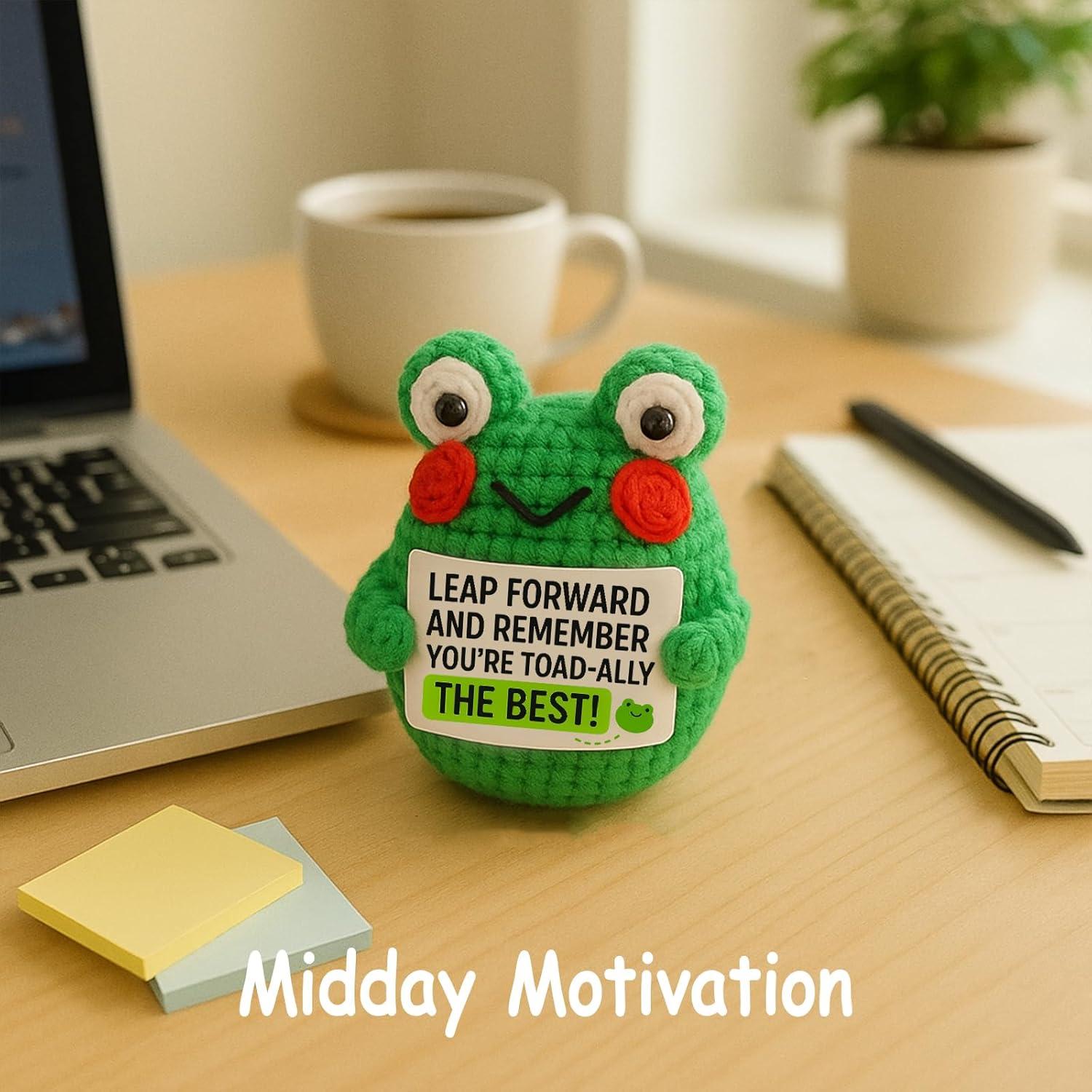 Rana de Ganchillo TWPER con Mensaje Inspiracional 8.1 cm