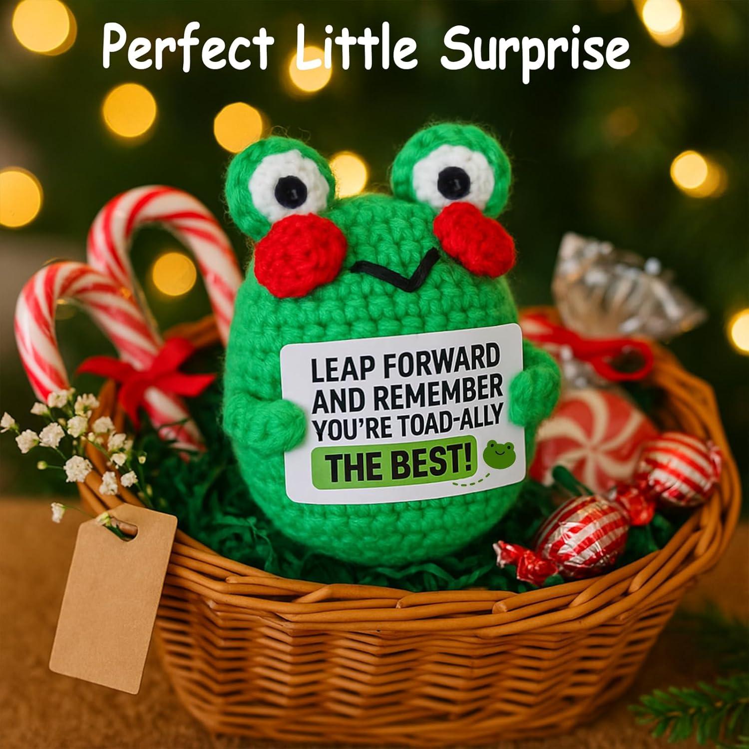 Rana de Ganchillo TWPER con Mensaje Inspiracional 8.1 cm