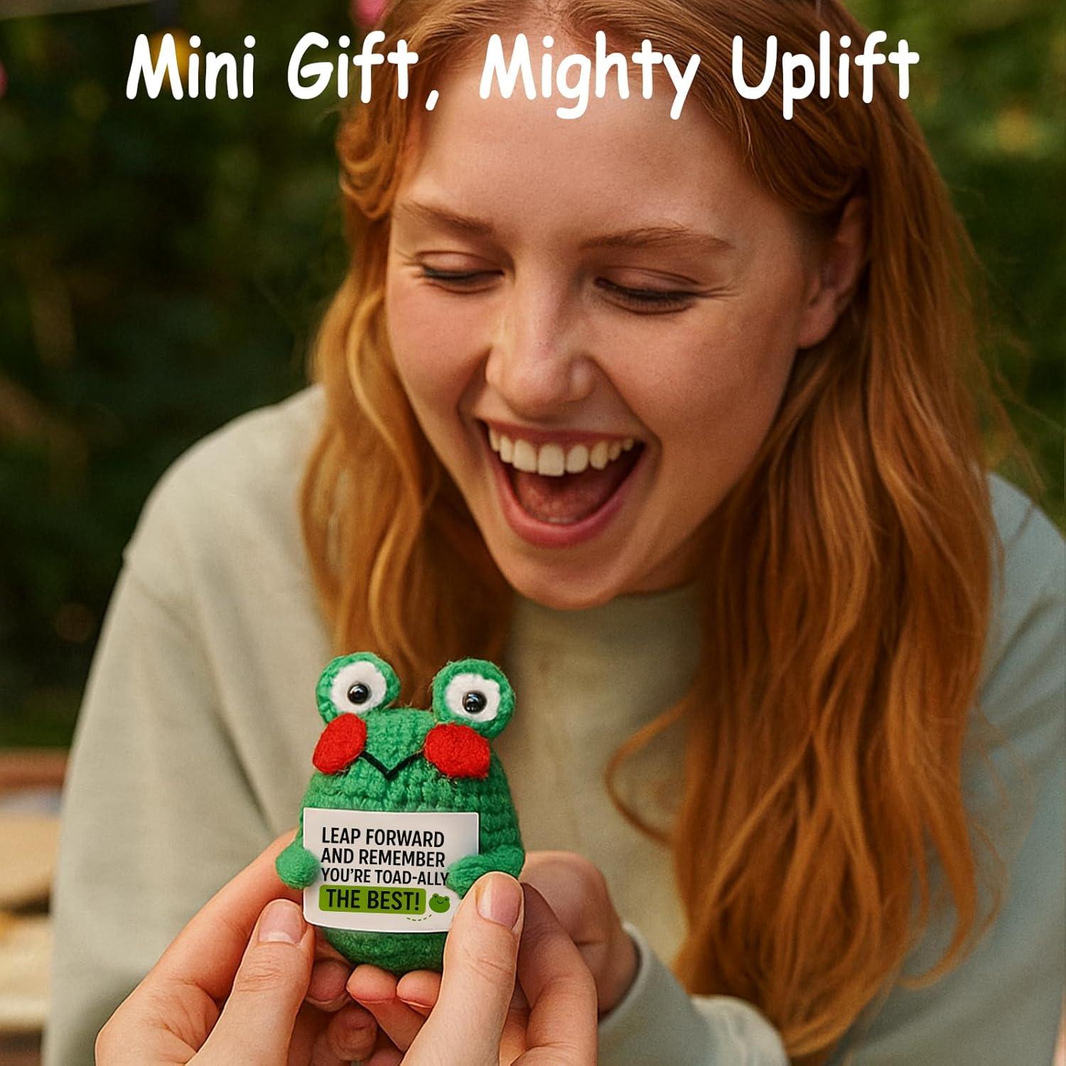 Rana de Ganchillo TWPER con Mensaje Inspiracional 8.1 cm