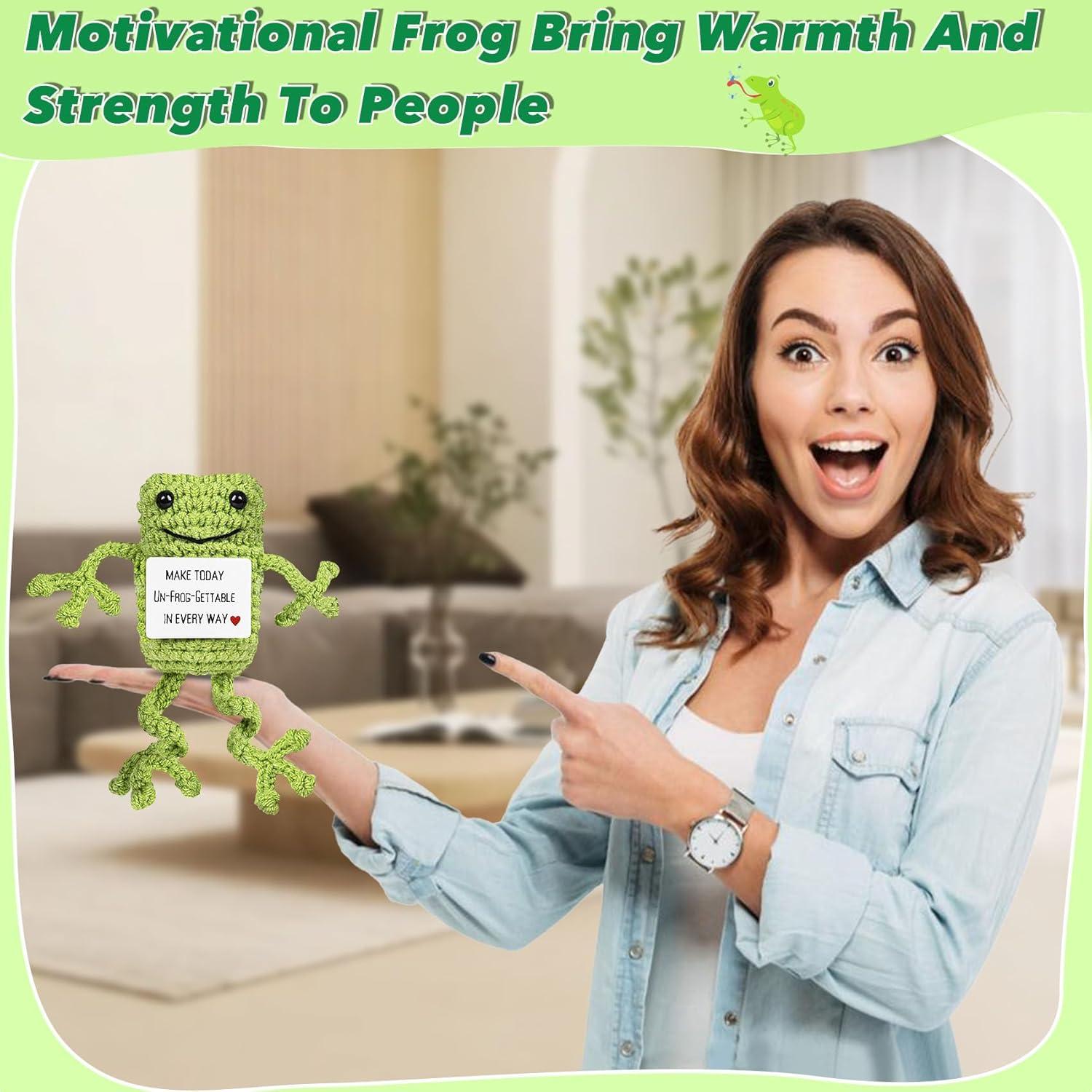 Rana Tejida Positiva Maziky con Tarjeta de Afirmación 8x7x6cm