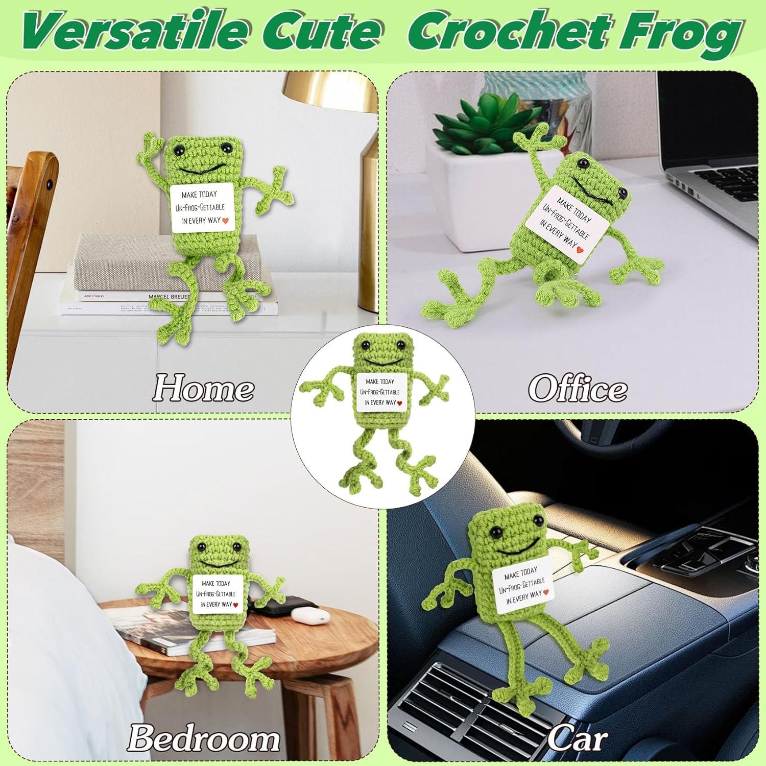 Rana Tejida Positiva Maziky con Tarjeta de Afirmación 8x7x6cm