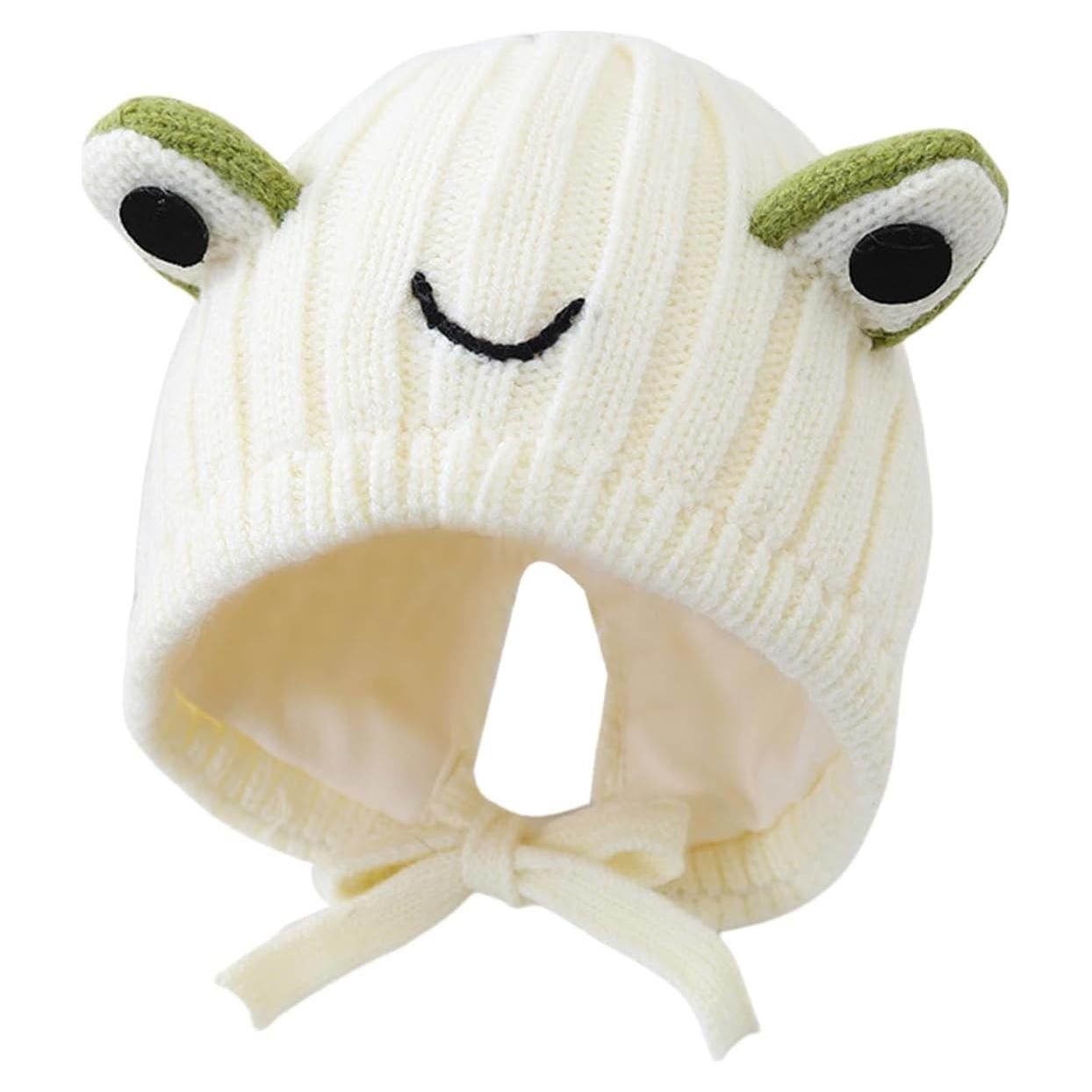 Gorro de Lana para Bebé AMPOSSTO Rana con Orejeras 46-50cm