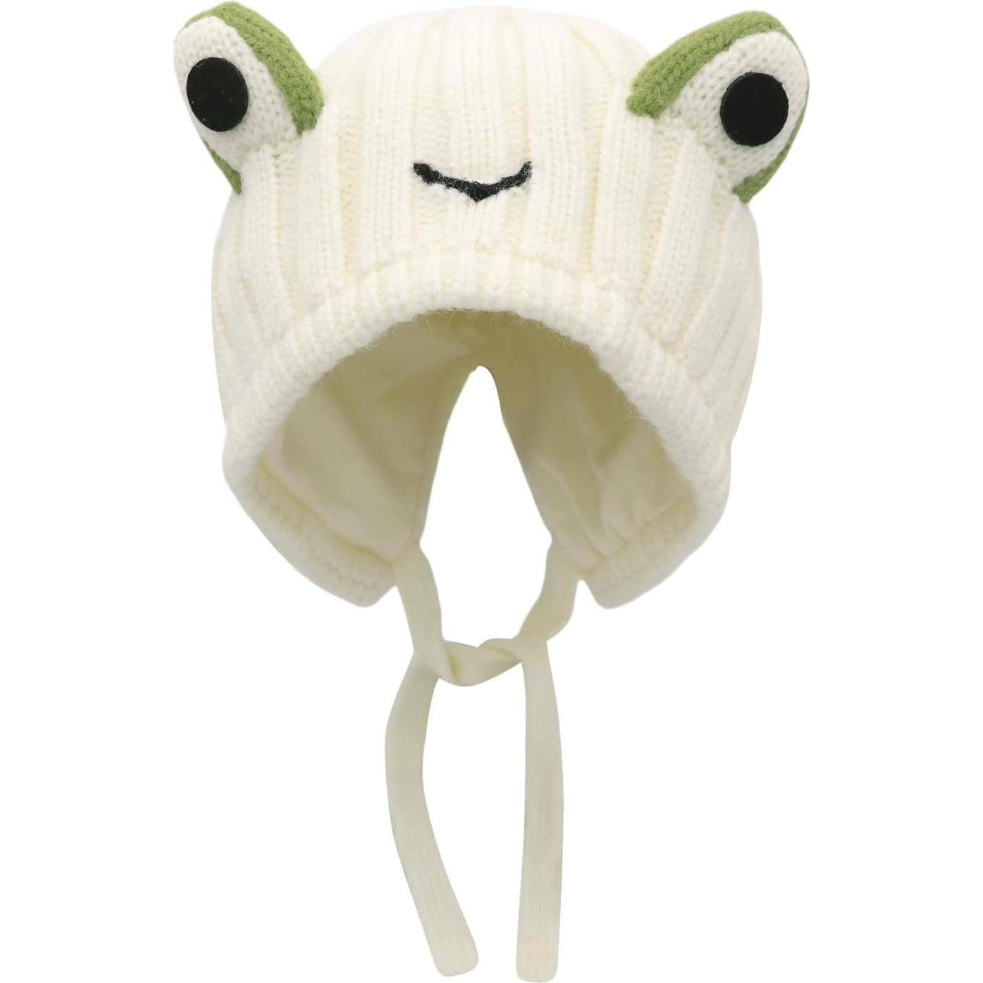 Gorro de Lana para Bebé AMPOSSTO Rana con Orejeras 46-50cm