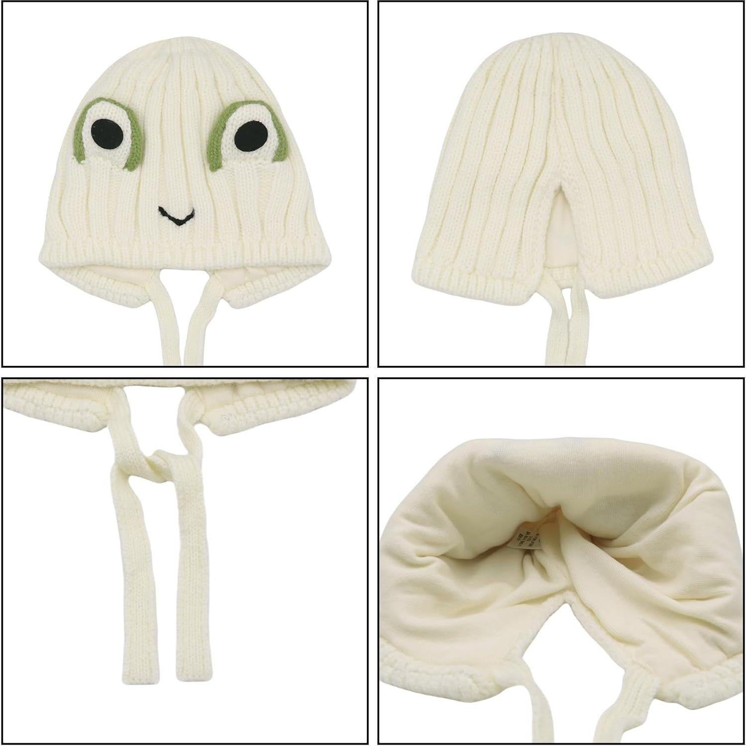 Gorro de Lana para Bebé AMPOSSTO Rana con Orejeras 46-50cm