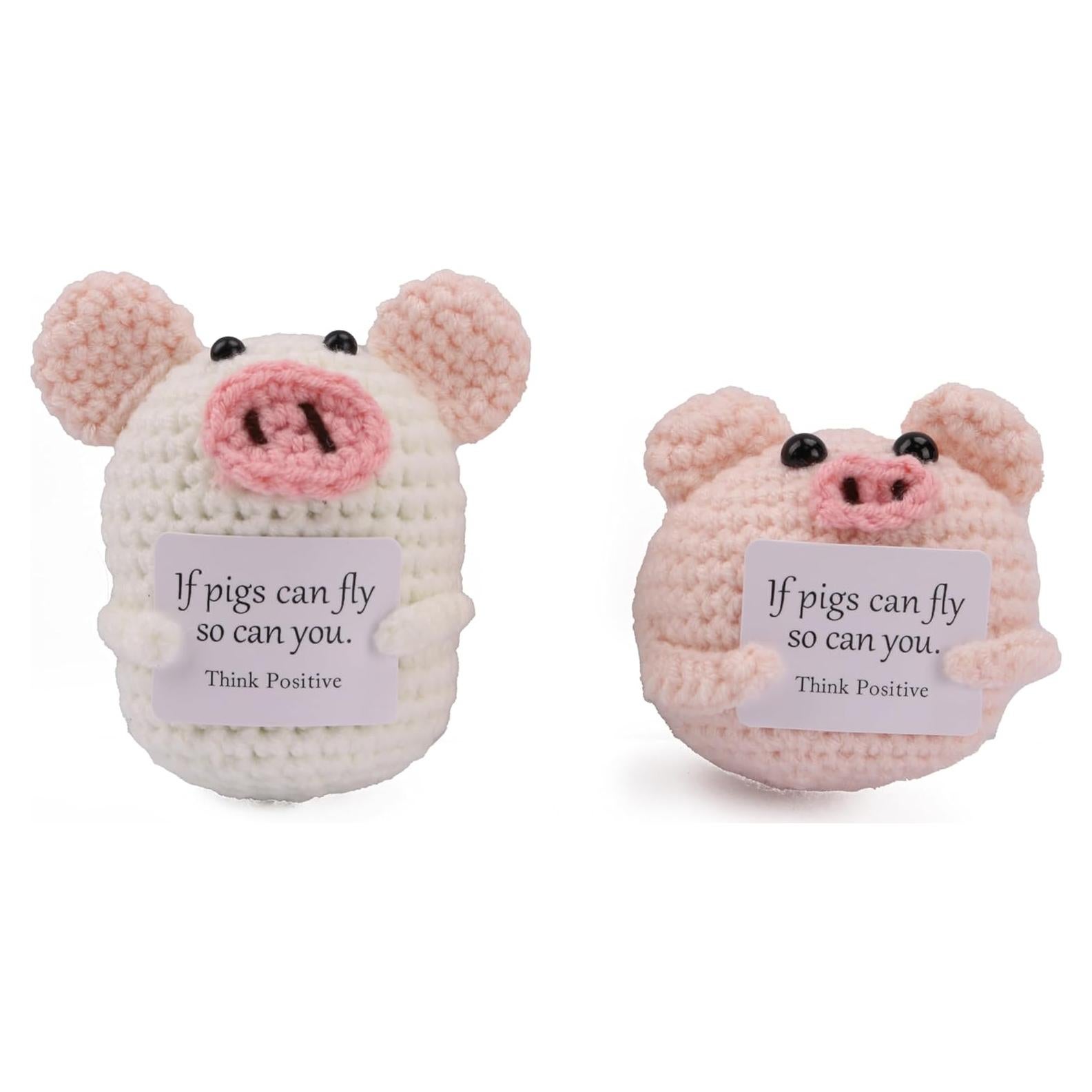 2 Piezas Cerdo Tejido a Mano Caiyjhao con Tarjetas Inspiradoras