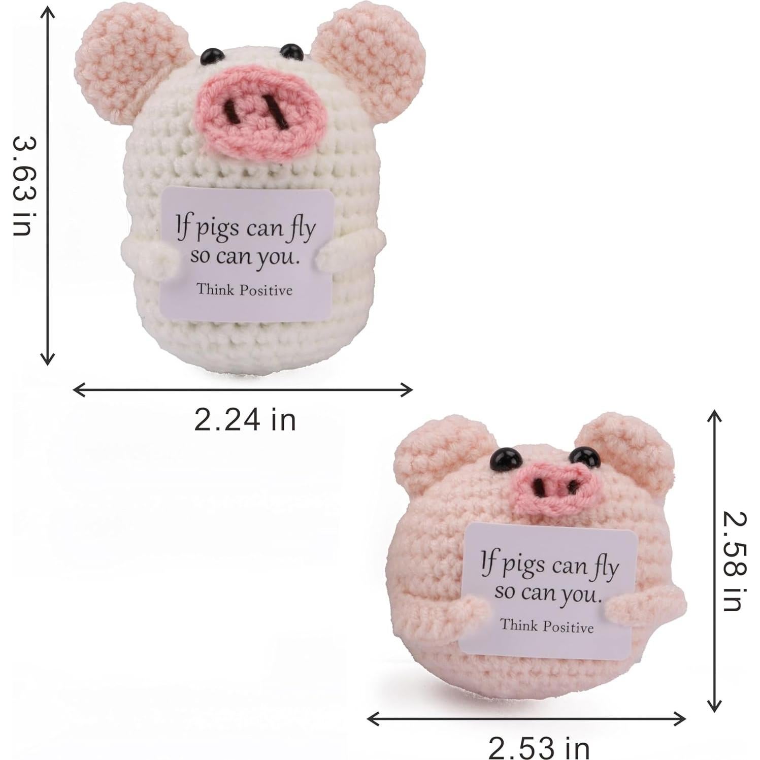 2 Piezas Cerdo Tejido a Mano Caiyjhao con Tarjetas Inspiradoras