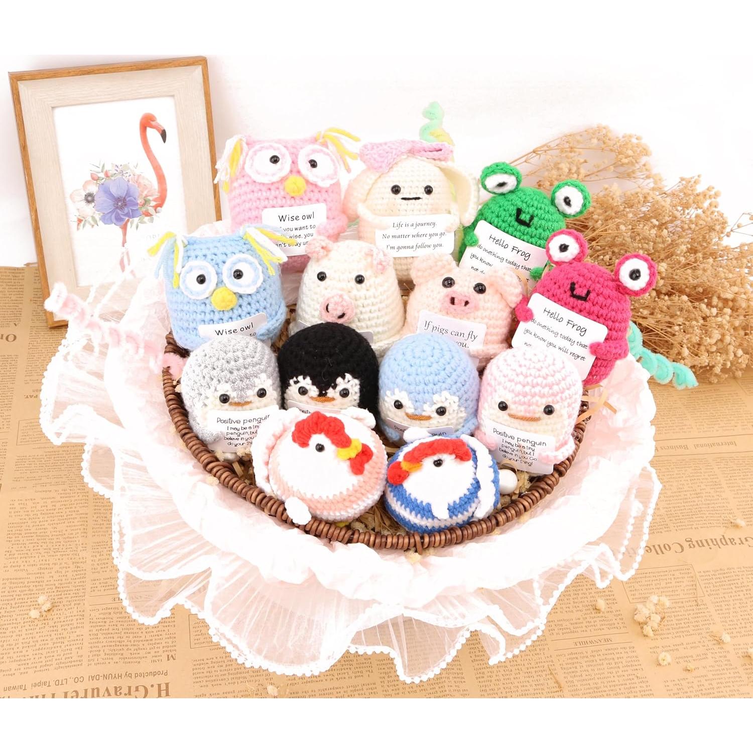 2 Piezas Cerdo Tejido a Mano Caiyjhao con Tarjetas Inspiradoras