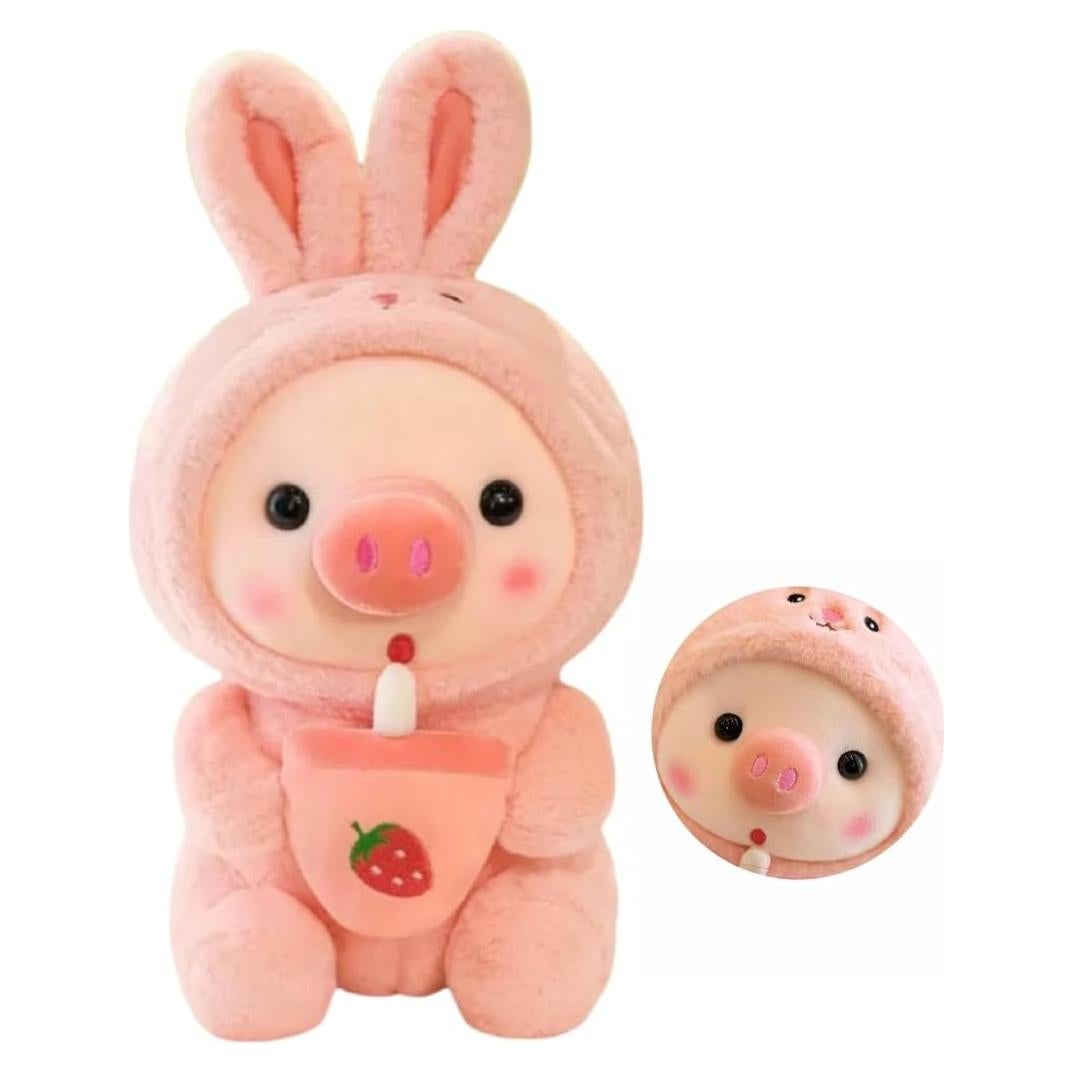 Cerdo de Peluche Rosa NCAIUNAE 24.9 cm con Disfraz de Rana