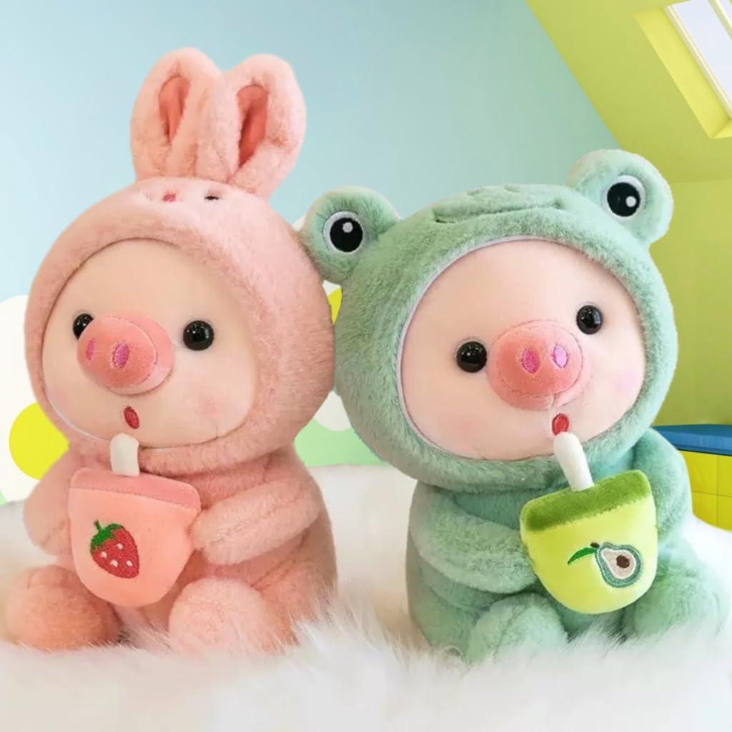 Cerdo de Peluche Rosa NCAIUNAE 24.9 cm con Disfraz de Rana