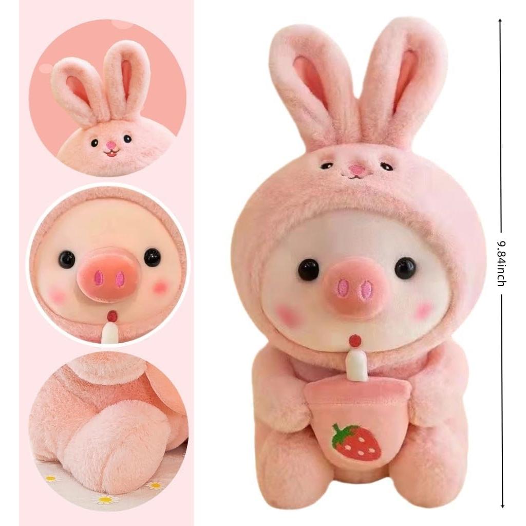 Cerdo de Peluche Rosa NCAIUNAE 24.9 cm con Disfraz de Rana