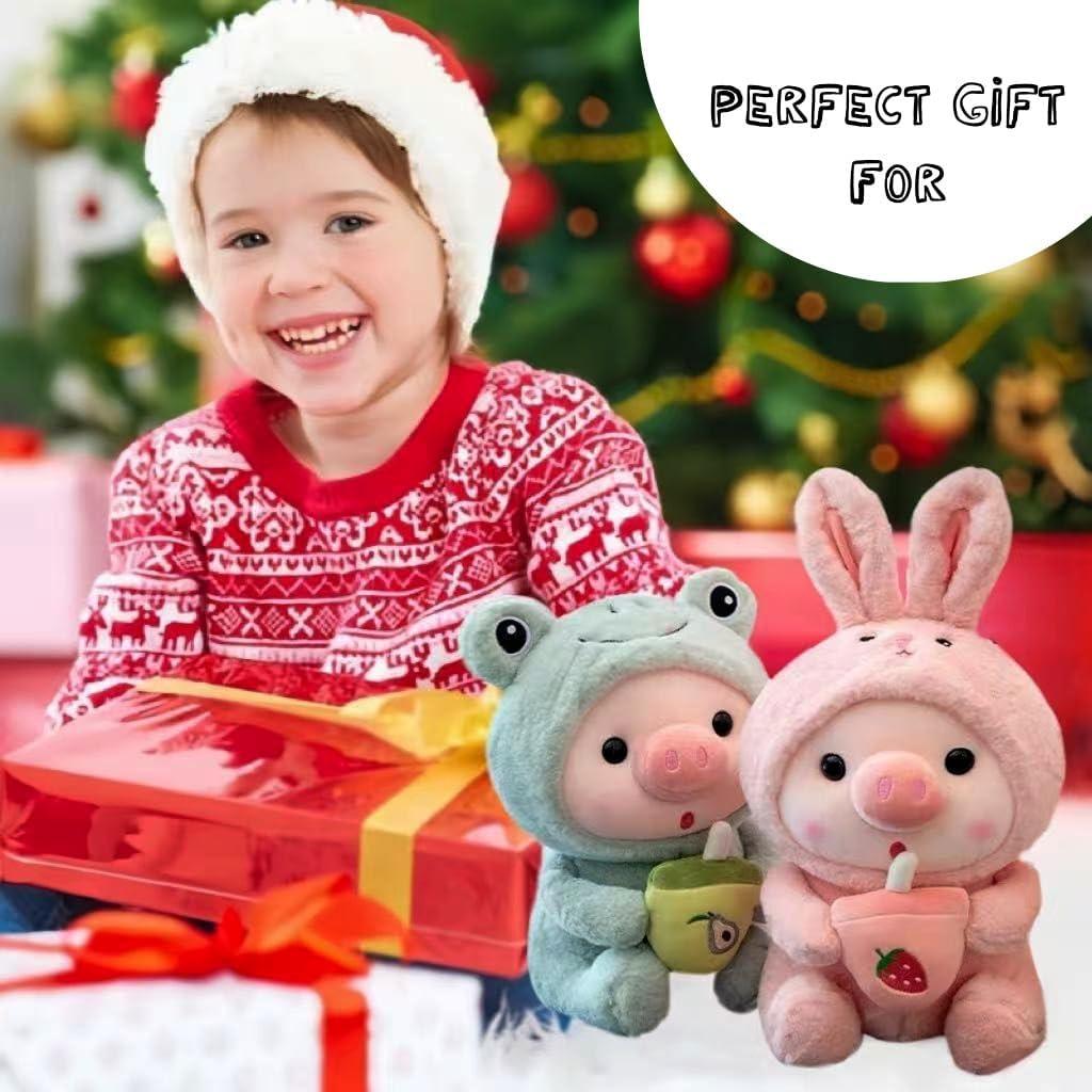 Cerdo de Peluche Rosa NCAIUNAE 24.9 cm con Disfraz de Rana