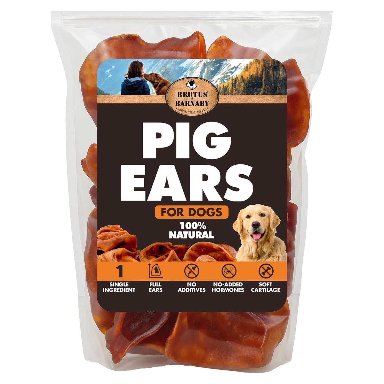 Orejas de Cerdo Enteras Brutus & Barnaby 12 Ct - Masticables Naturales