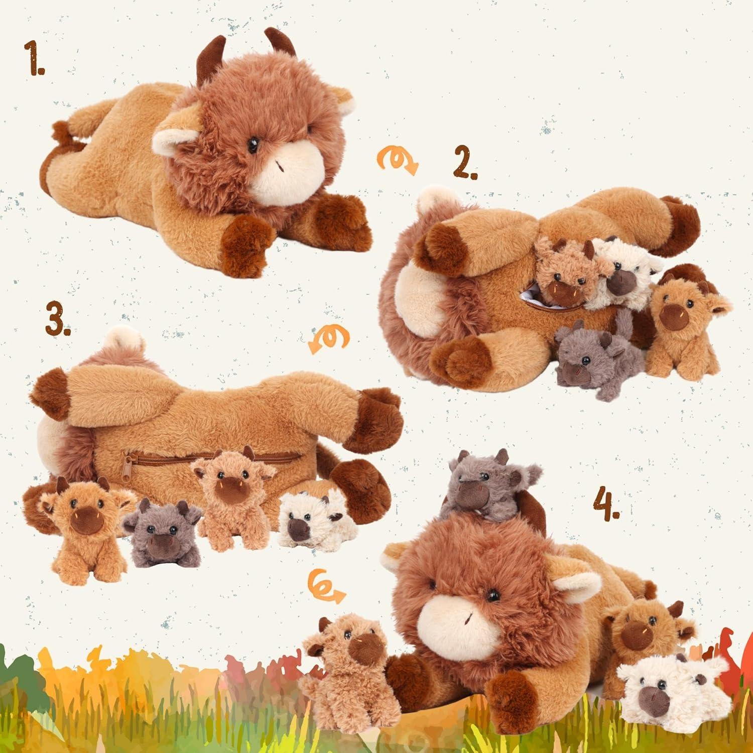 Conjunto de Peluche Vaca Mamá y Terneras Easfan 40 cm
