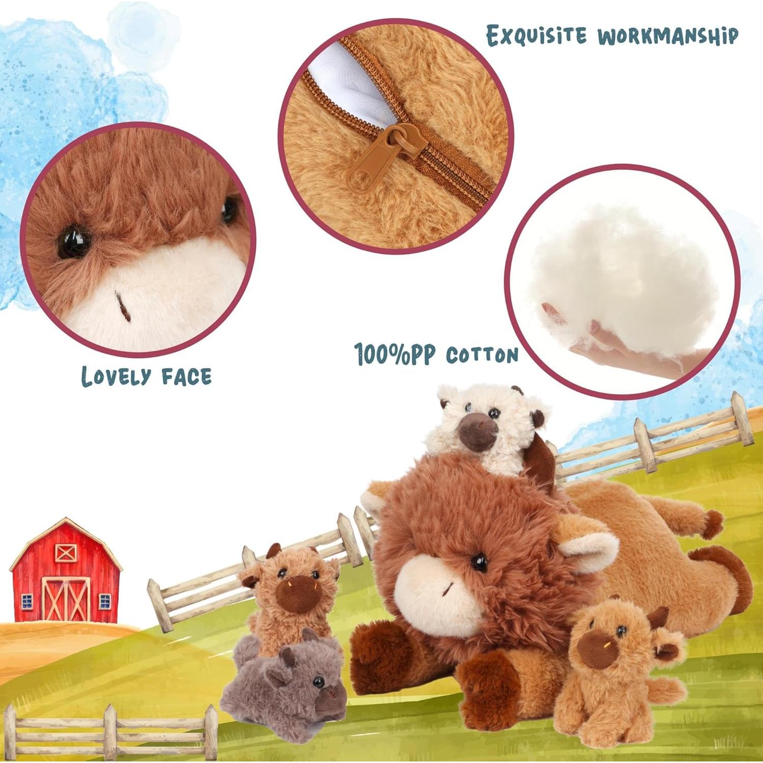 Conjunto de Peluche Vaca Mamá y Terneras Easfan 40 cm