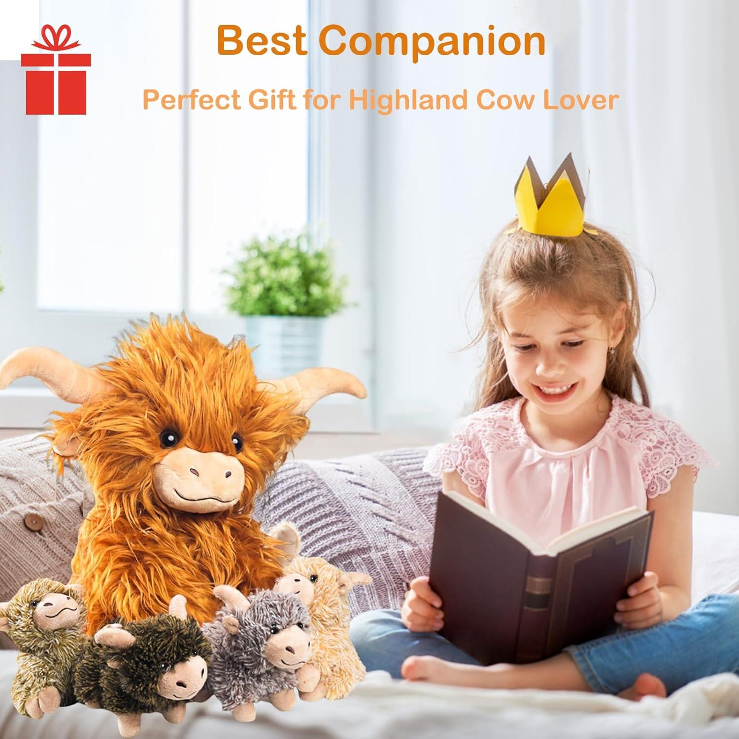 Conjunto de 5 Vacas de Peluche Escocesas XYHQYB - 4 Terneros