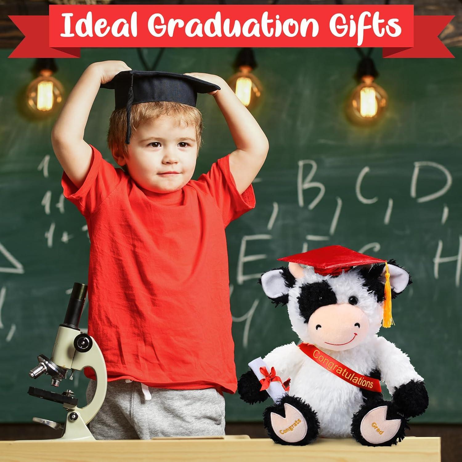 Vaca de Peluche de Graduación Chalyna 25.4 cm Roja con Diploma