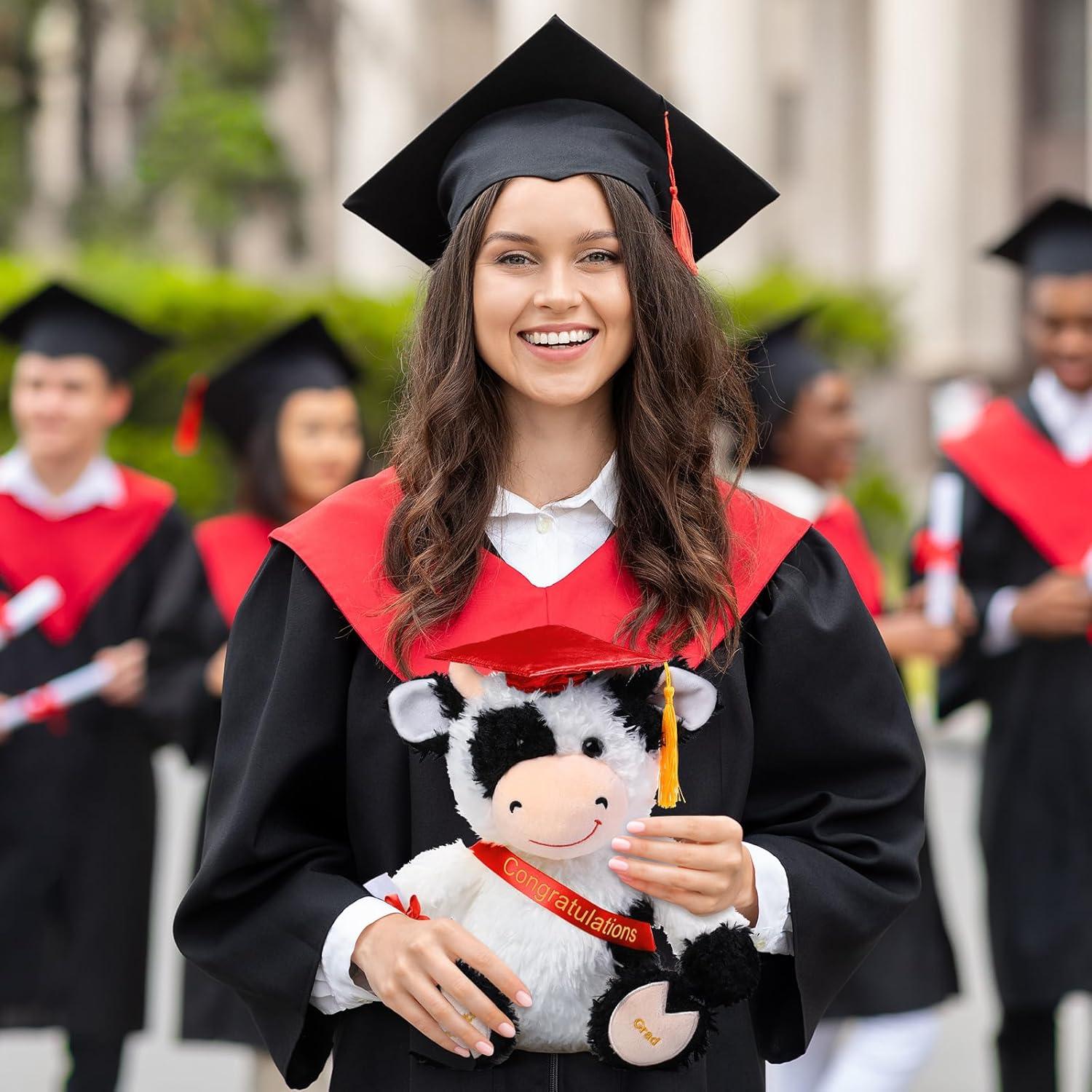 Vaca de Peluche de Graduación Chalyna 25.4 cm Roja con Diploma