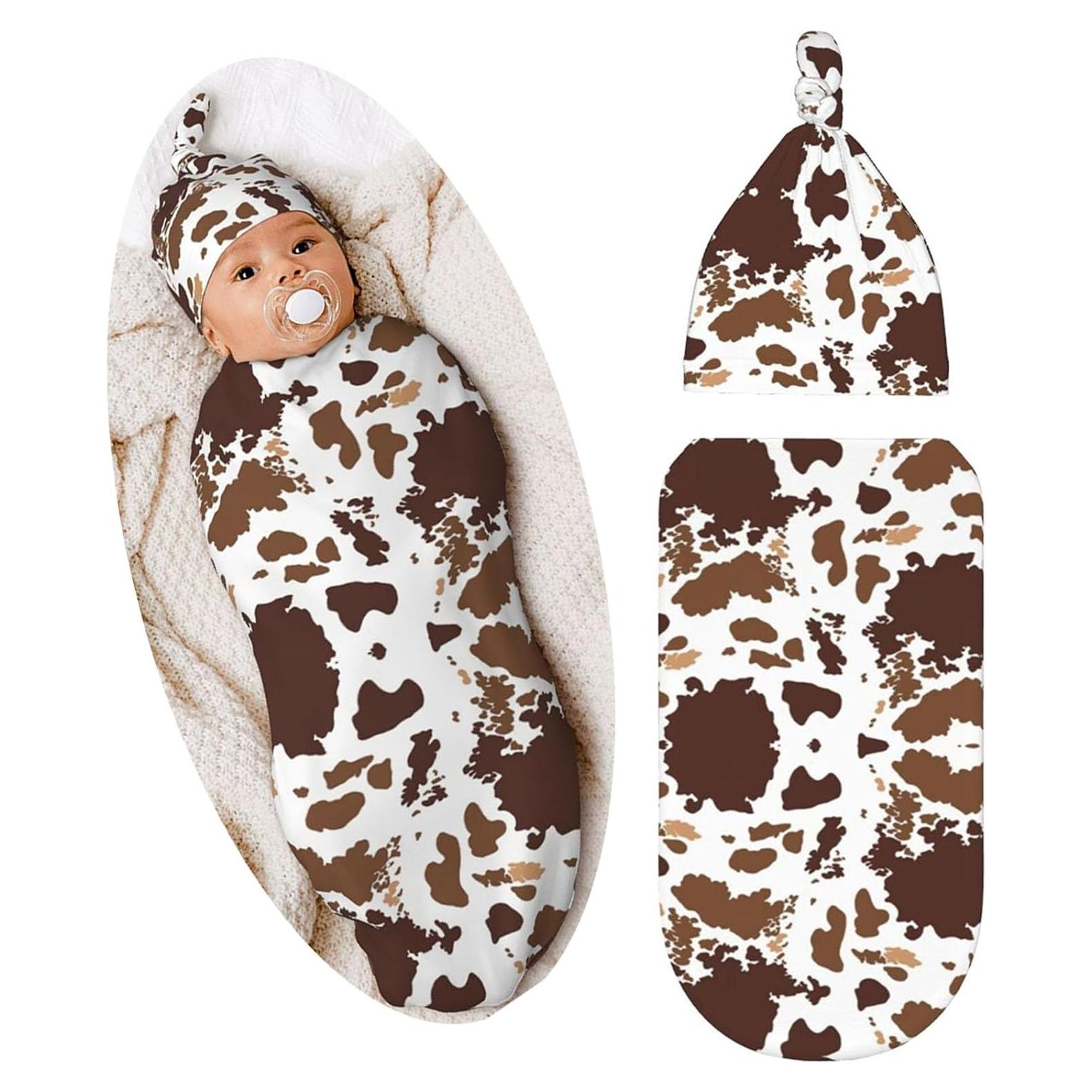 Manta de Envoltura para Bebé Broiteid Estampado de Vaca