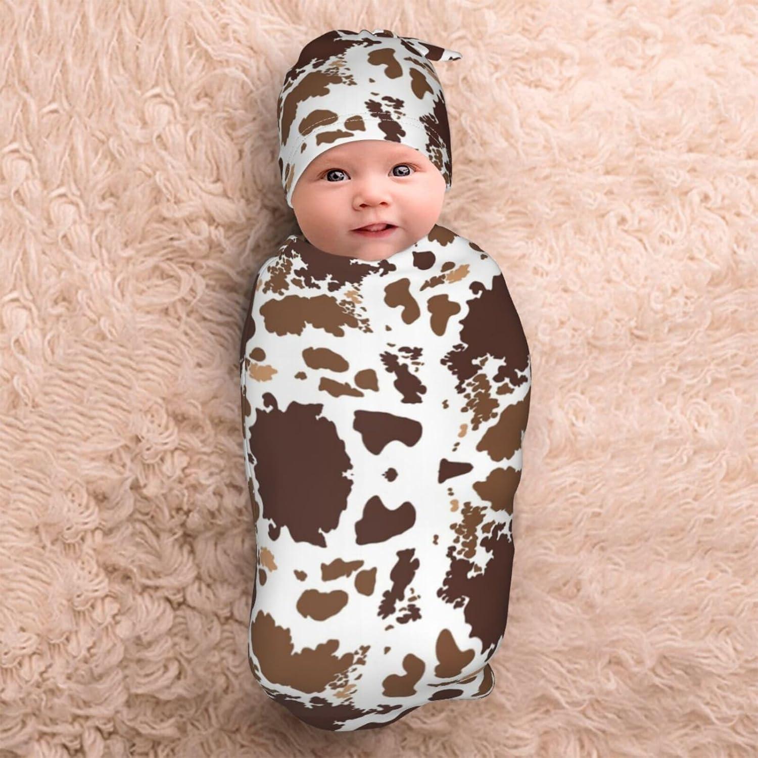 Manta de Envoltura para Bebé Broiteid Estampado de Vaca