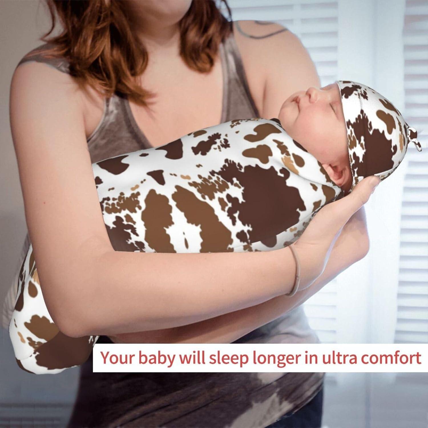 Manta de Envoltura para Bebé Broiteid Estampado de Vaca