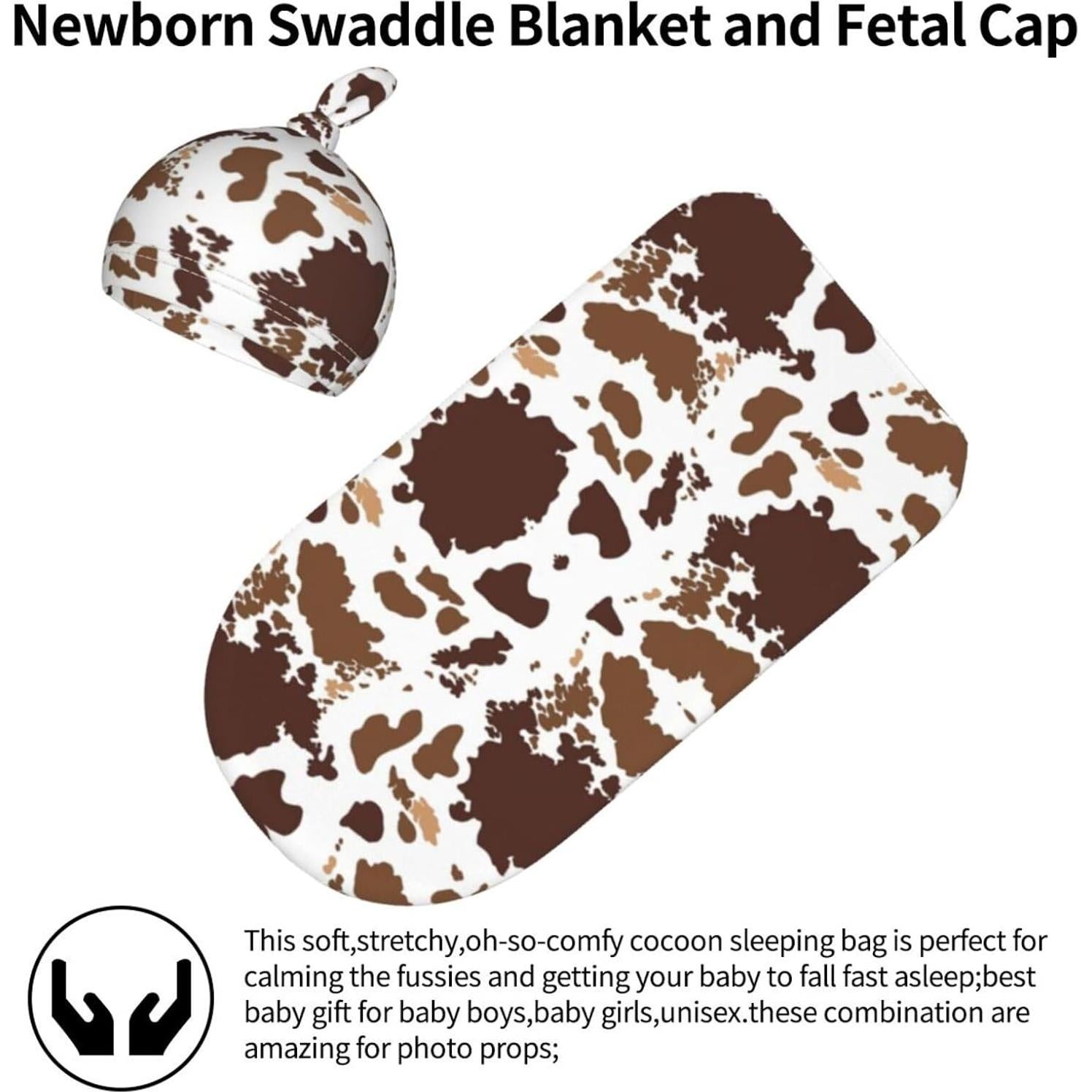 Manta de Envoltura para Bebé Broiteid Estampado de Vaca