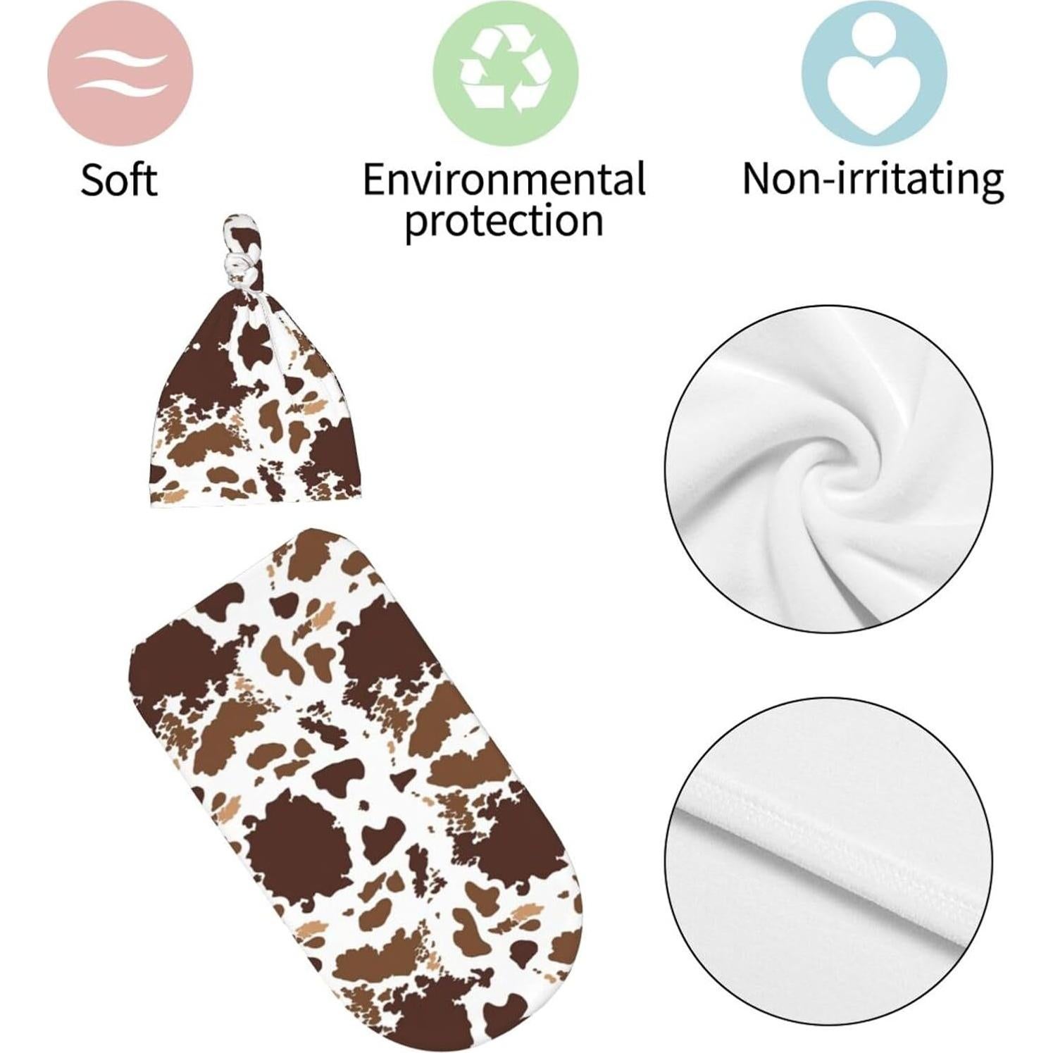 Manta de Envoltura para Bebé Broiteid Estampado de Vaca