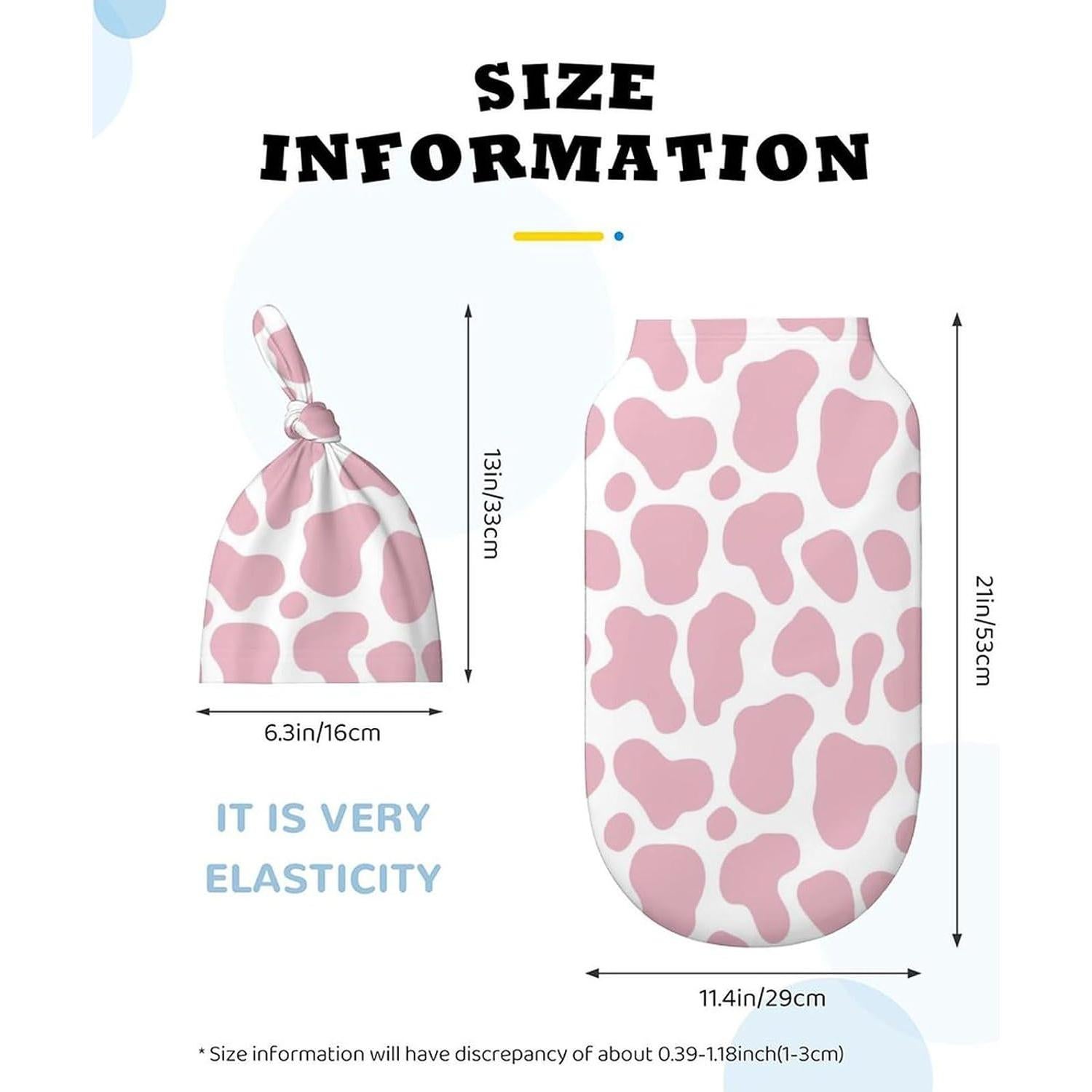 Manta de Envoltura para Bebé Qiohoey Estampado Vaca Rosa